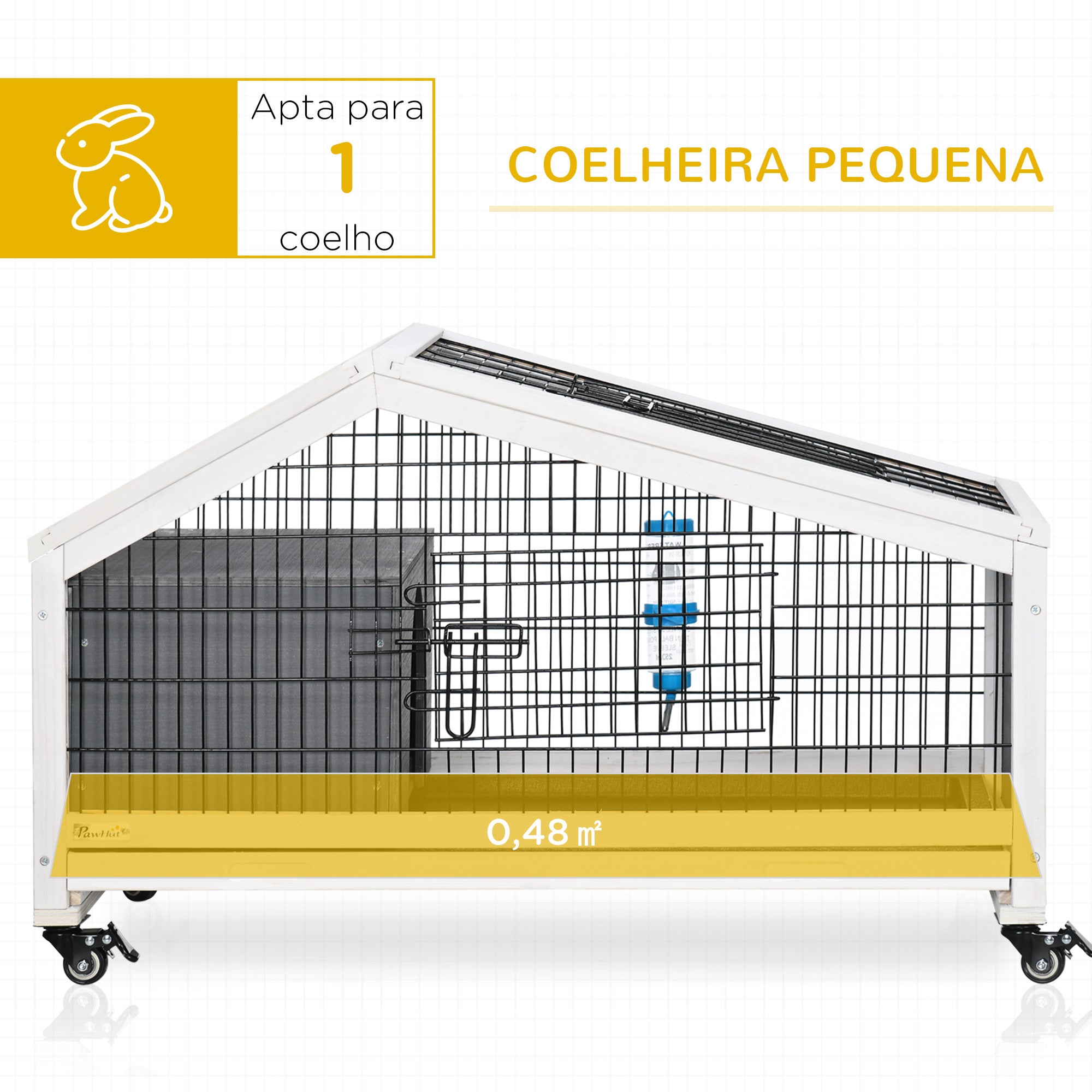 Coelheira de Madeira com Rodas 90x53x55 cm - Cinza Escuro