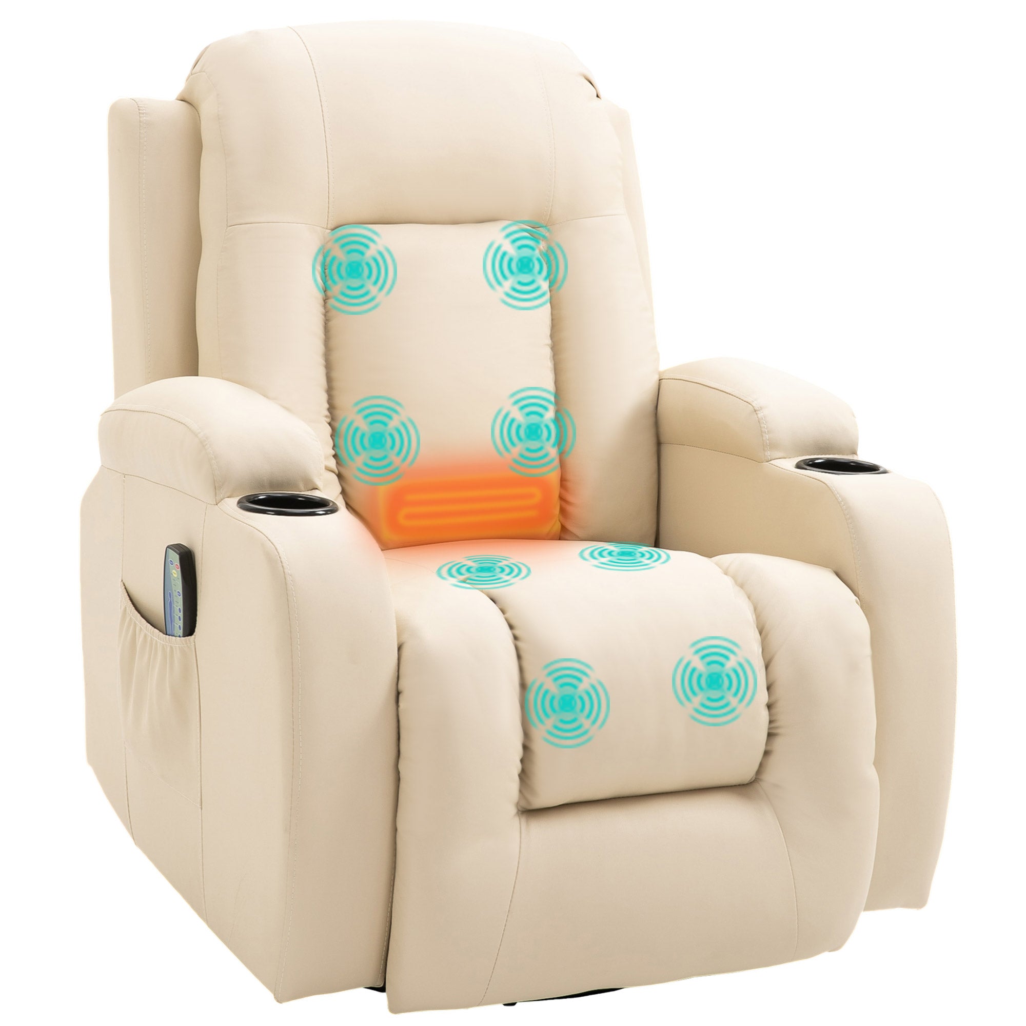Poltrona Reclinável com Massagem 85x94x104 cm - Cor Creme
