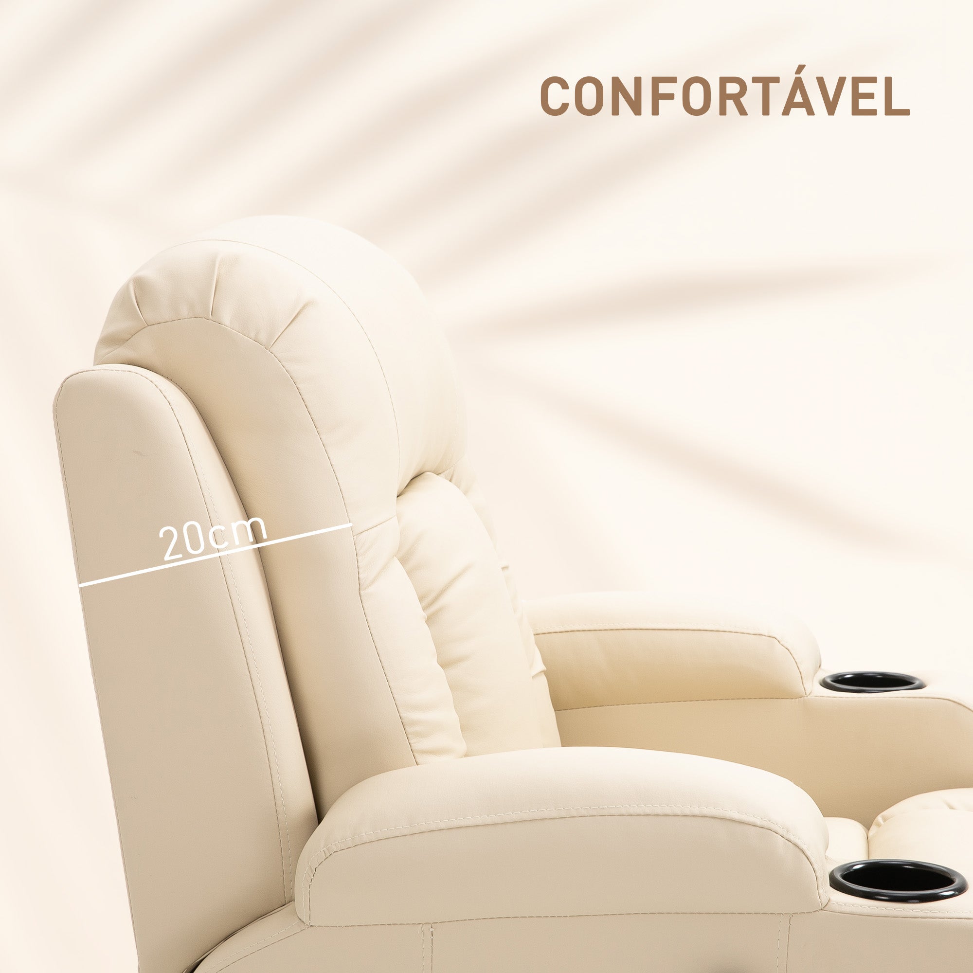 Poltrona Reclinável com Massagem 85x94x104 cm - Cor Creme