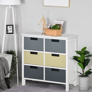 Cómoda de Madeira – 60x28x58cm – Branco, Cinza Escuro, Cinza Claro e Bege – MDF