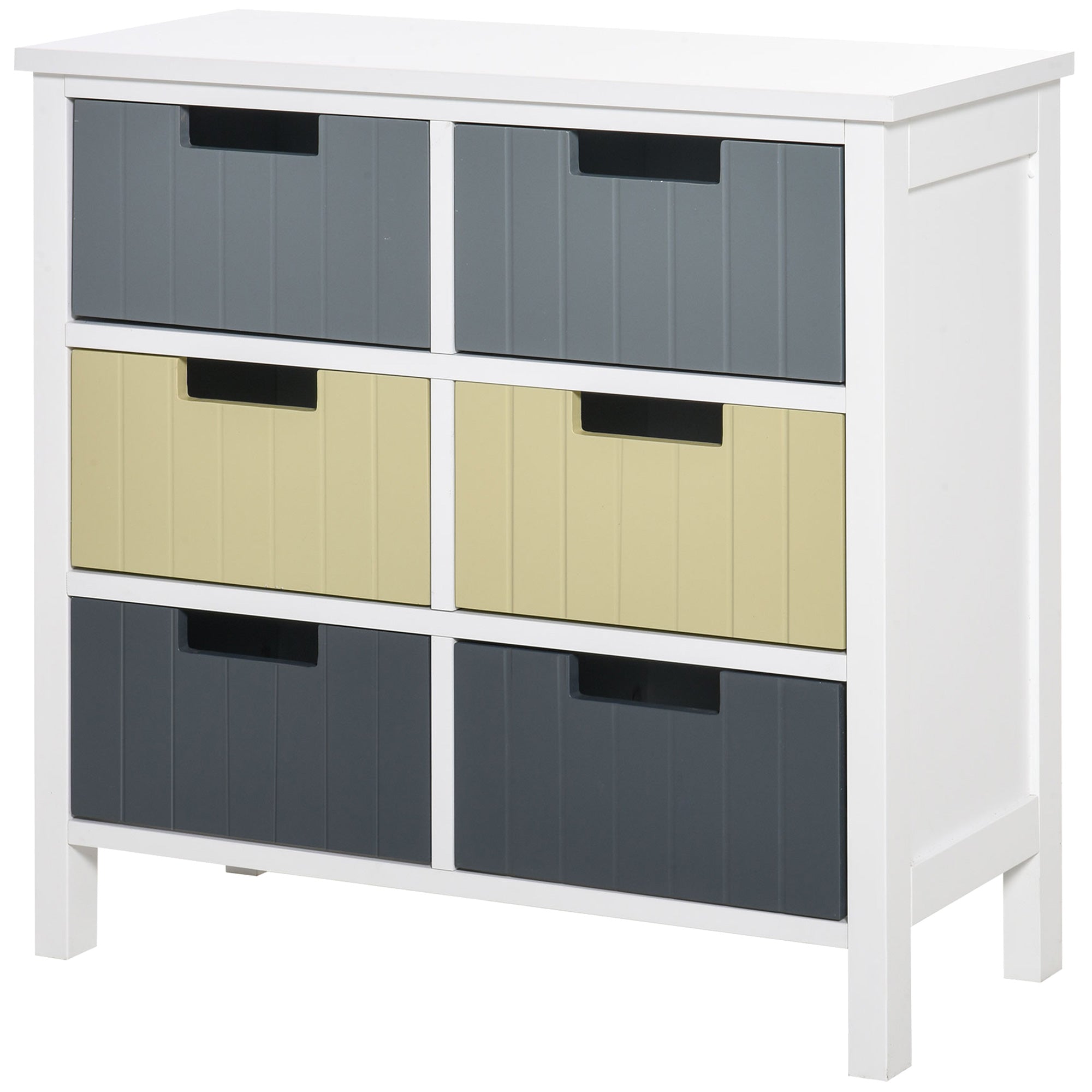 Cómoda de Madeira – 60x28x58cm – Branco, Cinza Escuro, Cinza Claro e Bege – MDF