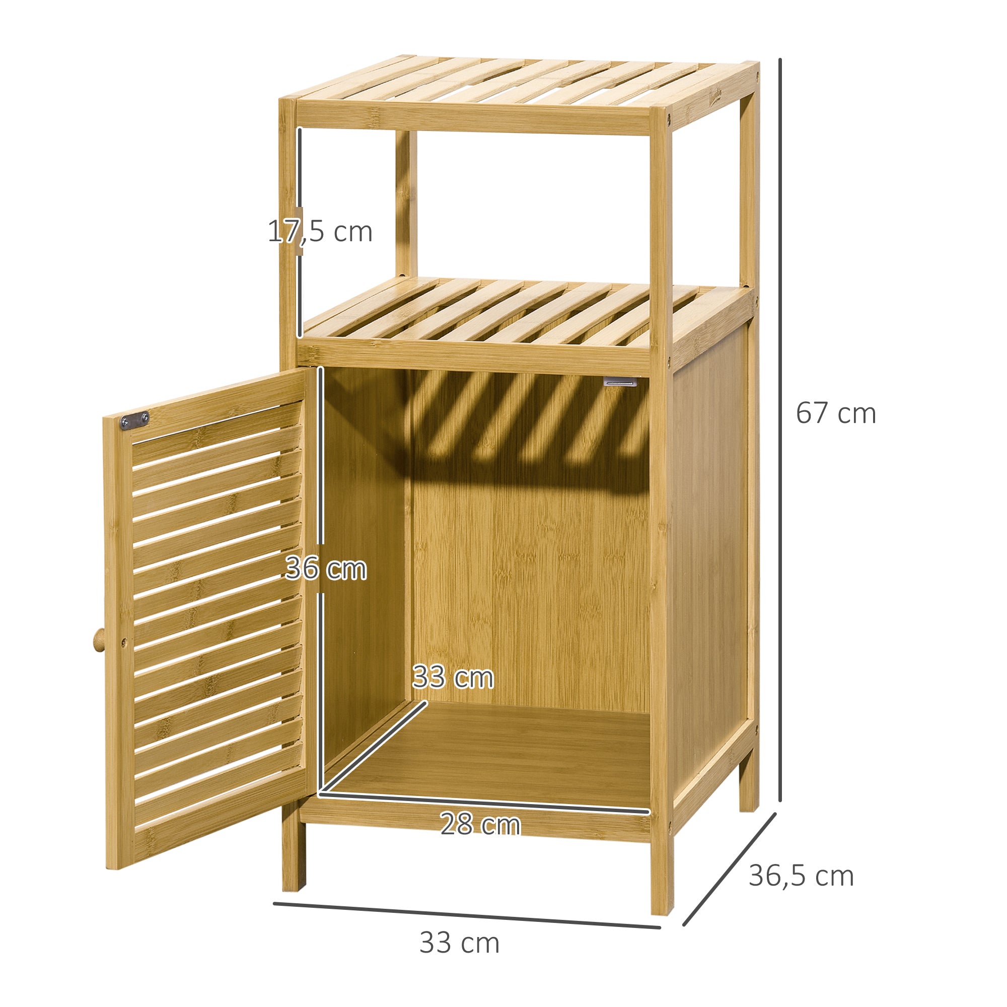 Estante Casa de Banho em Bambu Cor de Madeira Natural 33x36,5x67 cm