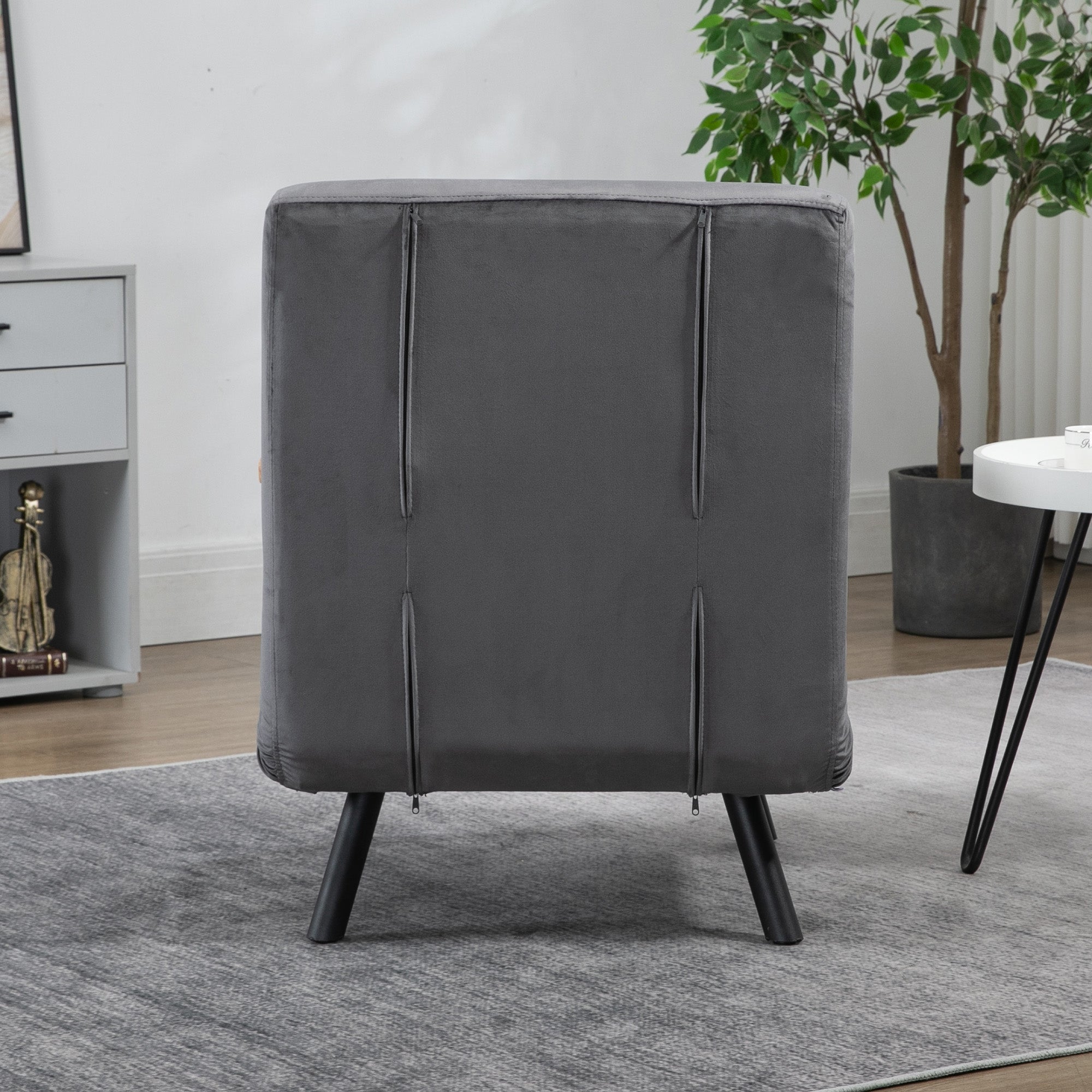 Poltrona Convertível em Cama Dobrável 3 em 1 - Cinzento 63x73x81 cm