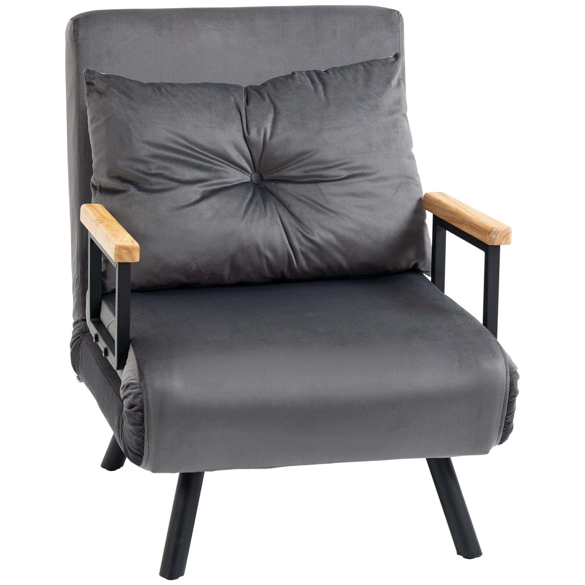 Poltrona Convertível em Cama Dobrável 3 em 1 - Cinzento 63x73x81 cm