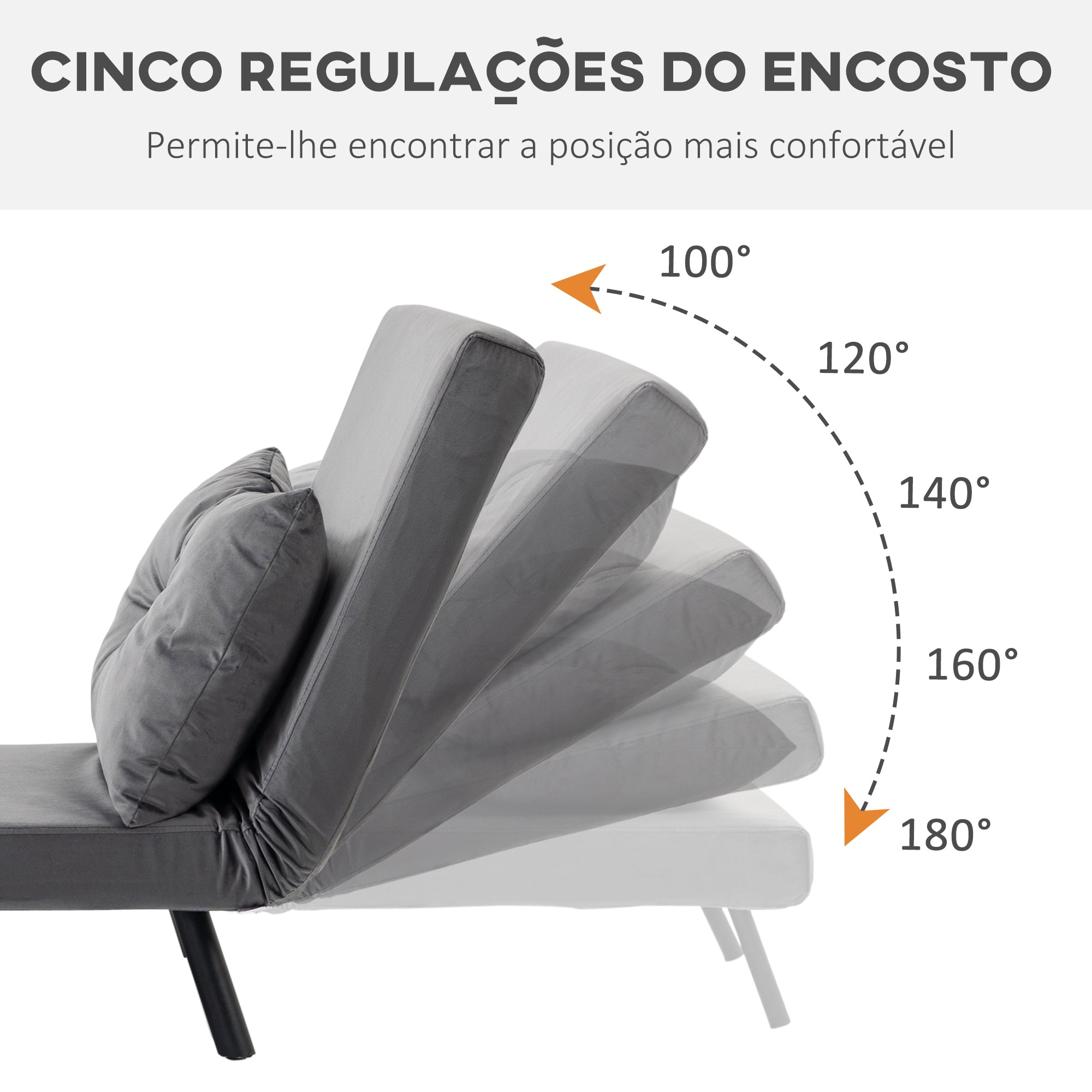 Poltrona Convertível em Cama Dobrável 3 em 1 - Cinzento 63x73x81 cm