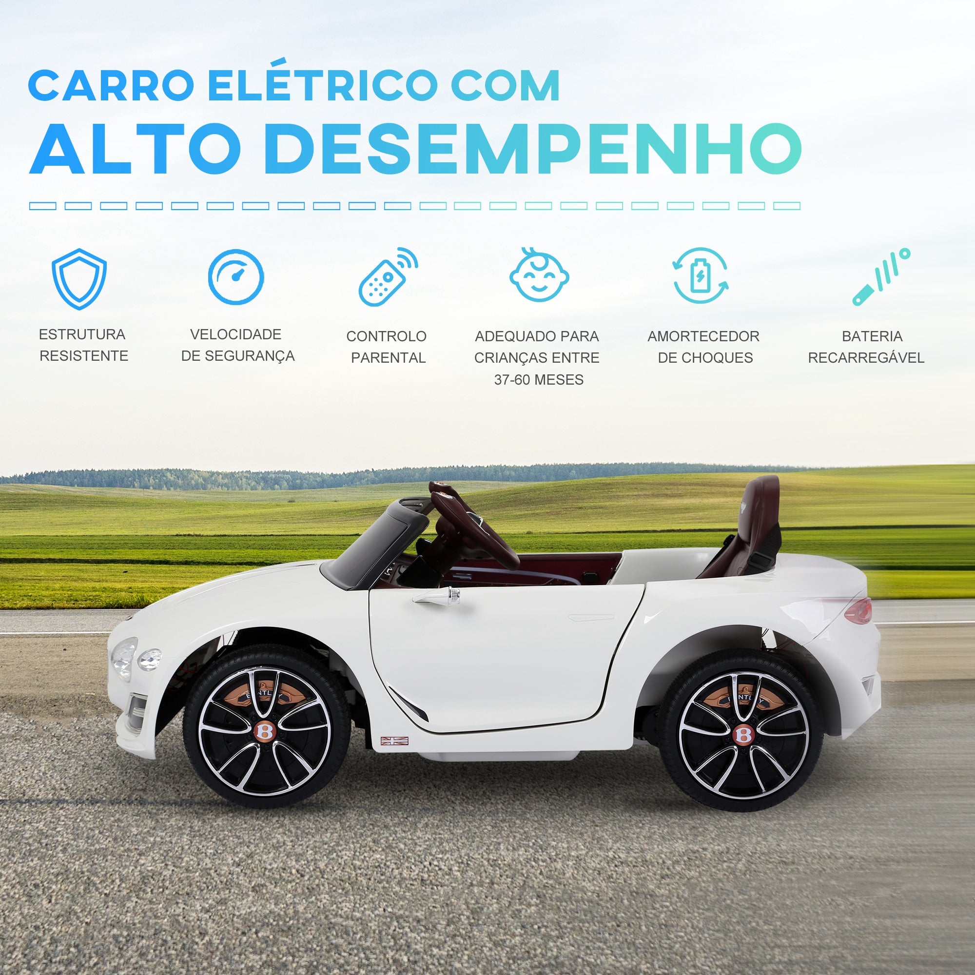 Carro Elétrico Infantil Licenciado 108x60x43 cm - Branco