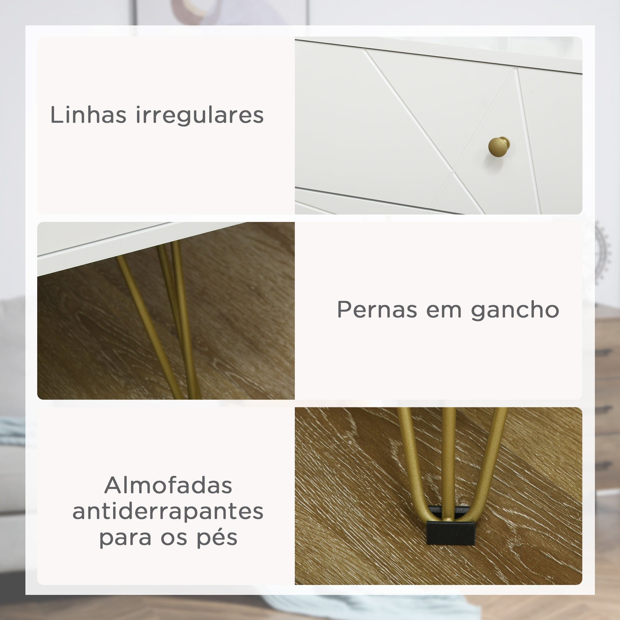 Cómoda Moderna de Madeira 4 Gavetas 60x40x100 cm Branco