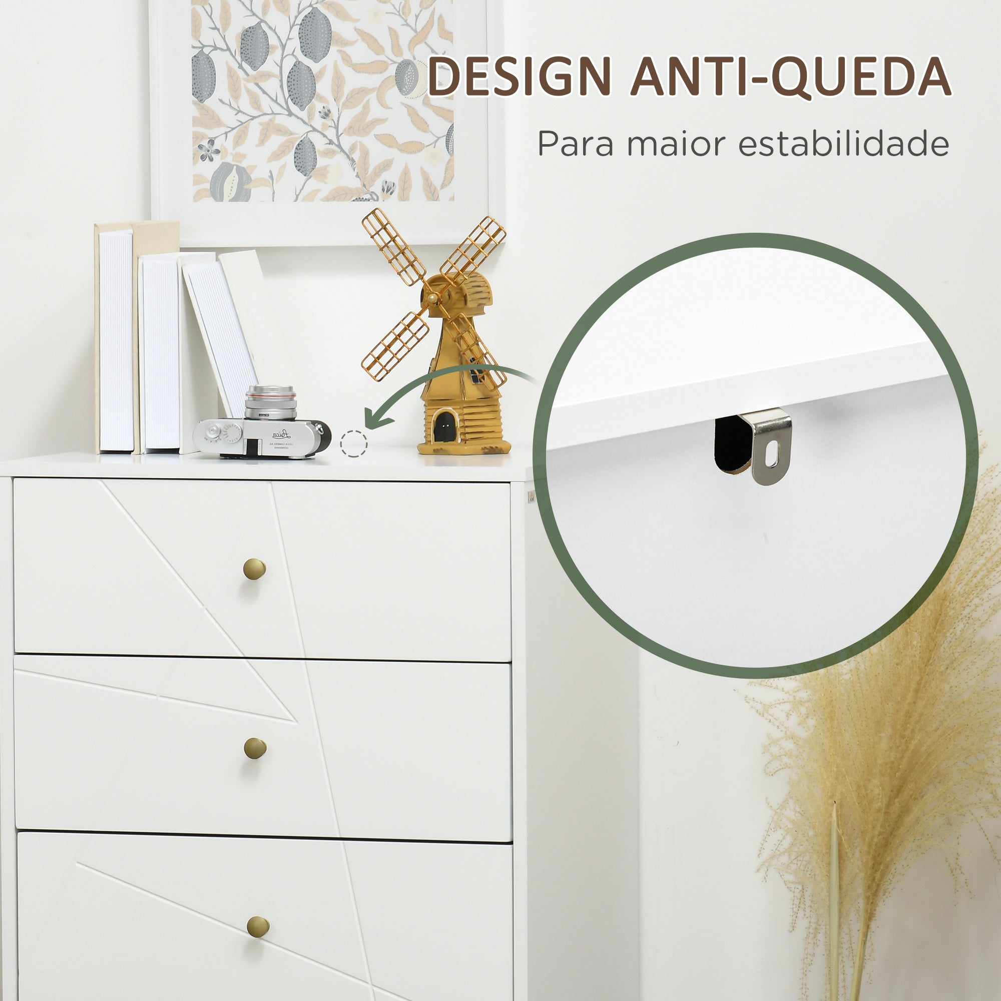 Cómoda Moderna de Madeira 4 Gavetas 60x40x100 cm Branco