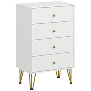 Cómoda Moderna de Madeira 4 Gavetas 60x40x100 cm Branco