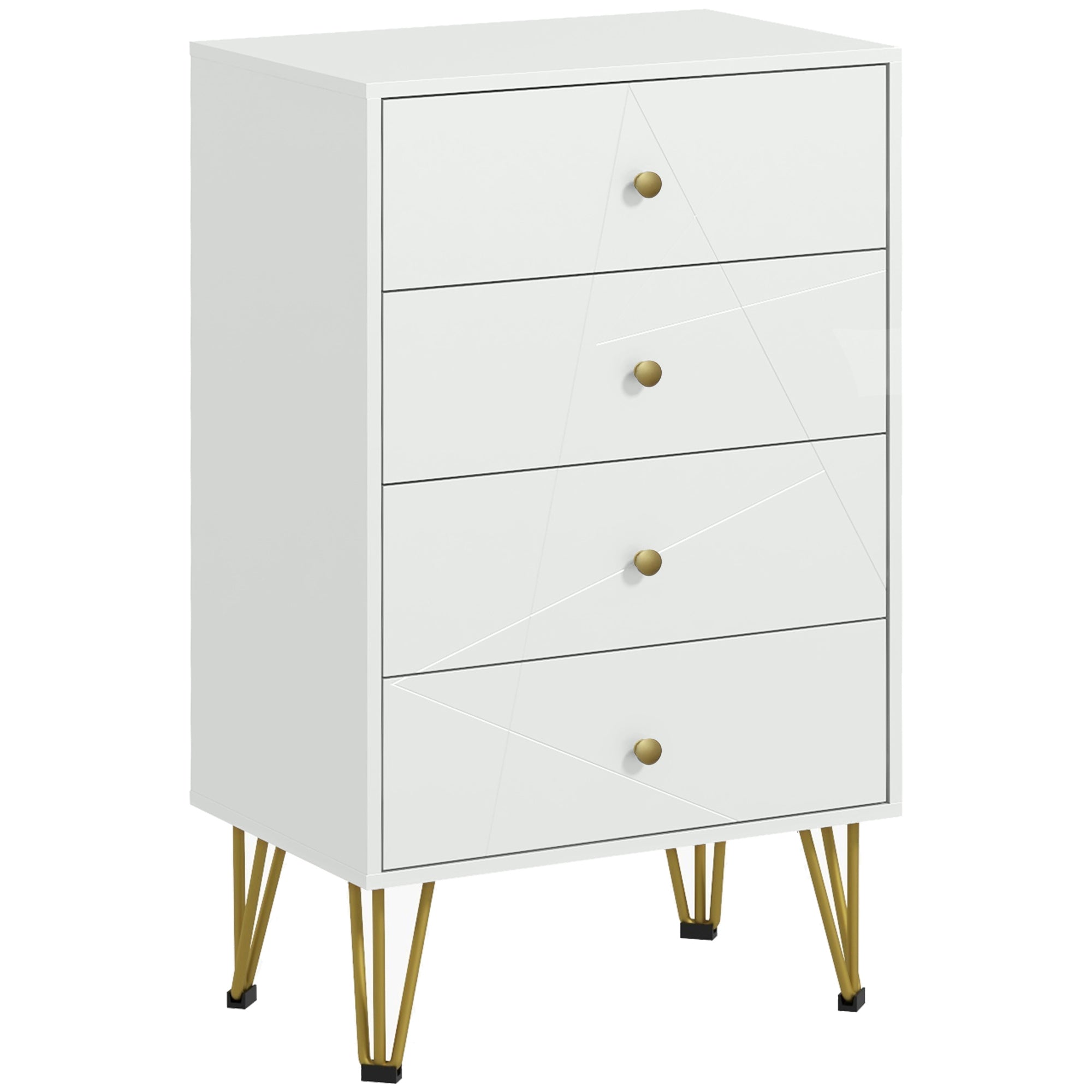Cómoda Moderna de Madeira 4 Gavetas 60x40x100 cm Branco