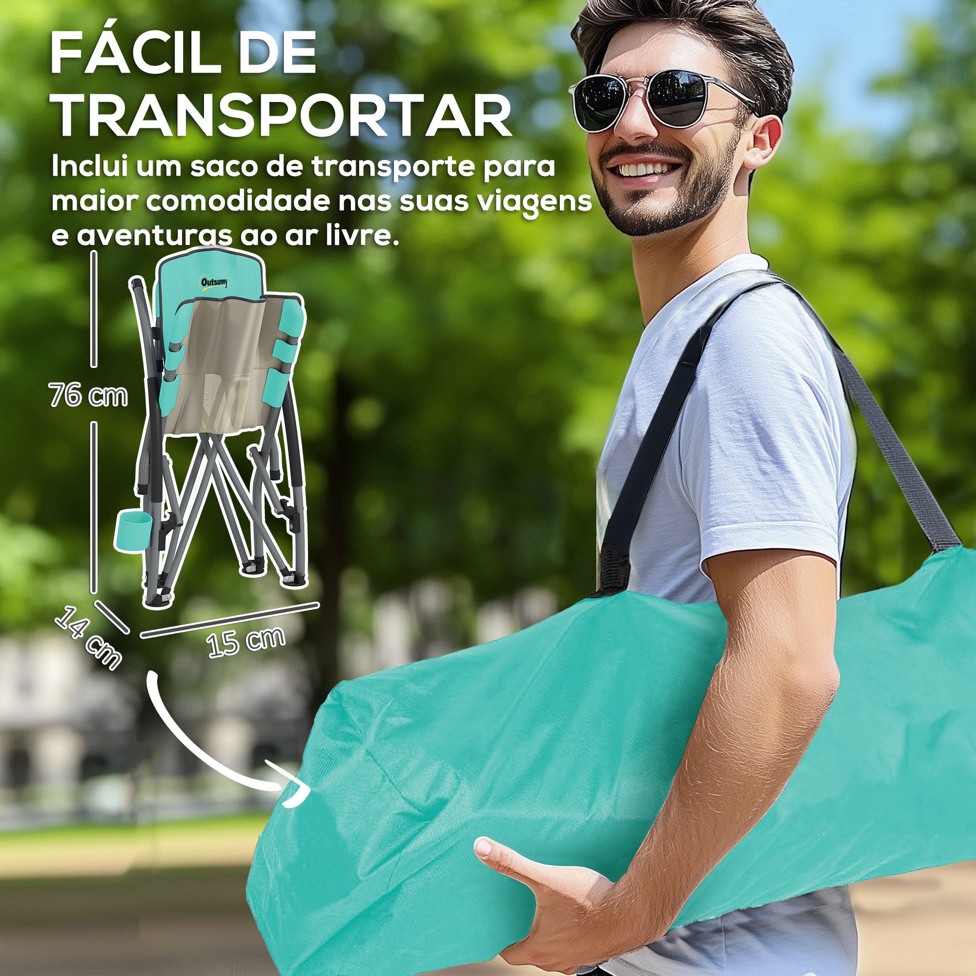 Conjunto de 2 Cadeiras de Praia Dobráveis Azul Claro 58x55x62 cm