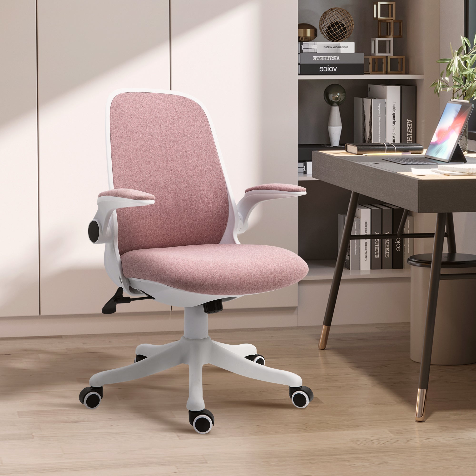 Cadeira de Escritório Ergonômica Rosa 62,5x60x94-104cm