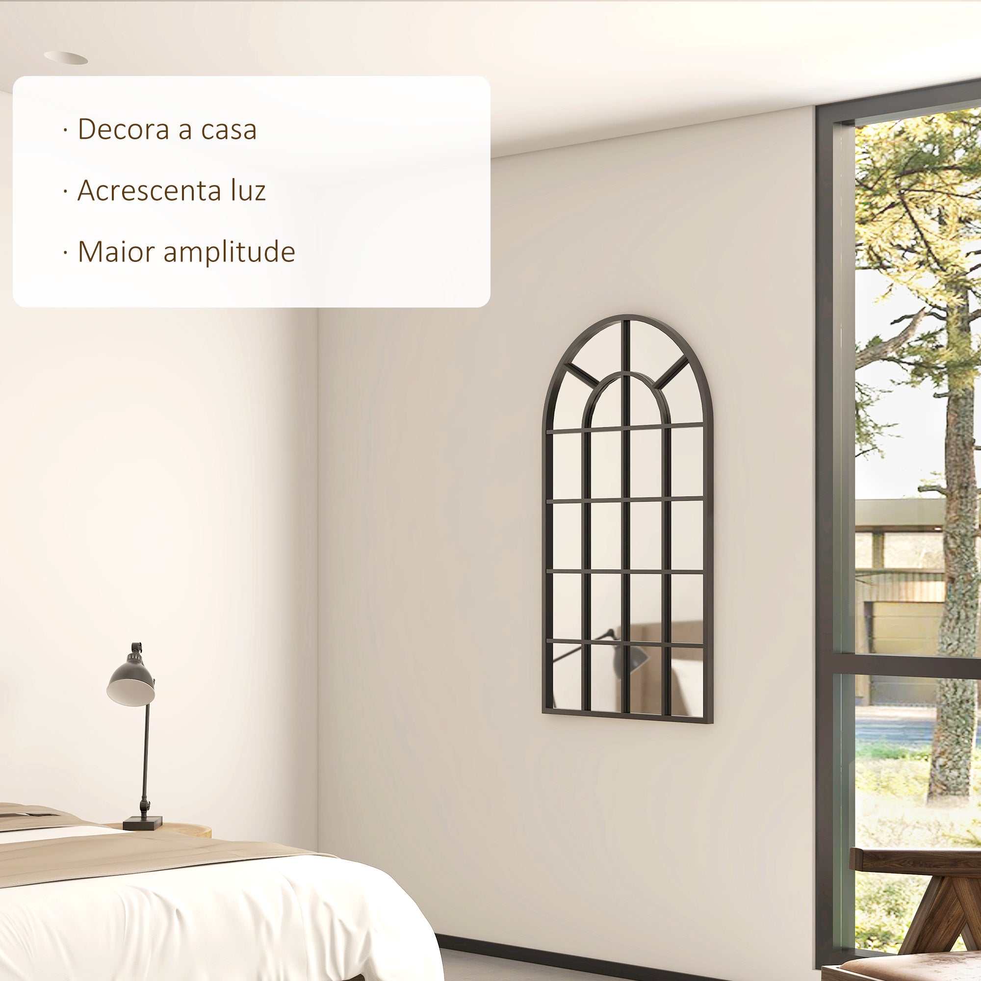 Espelho de Parede 65x110 cm Preto - Decoração Moderna para Sala de Estar