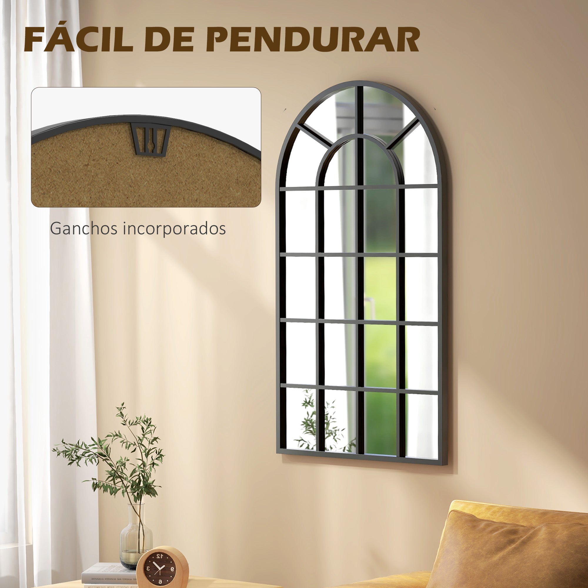 Espelho de Parede 65x110 cm Preto - Decoração Moderna para Sala de Estar