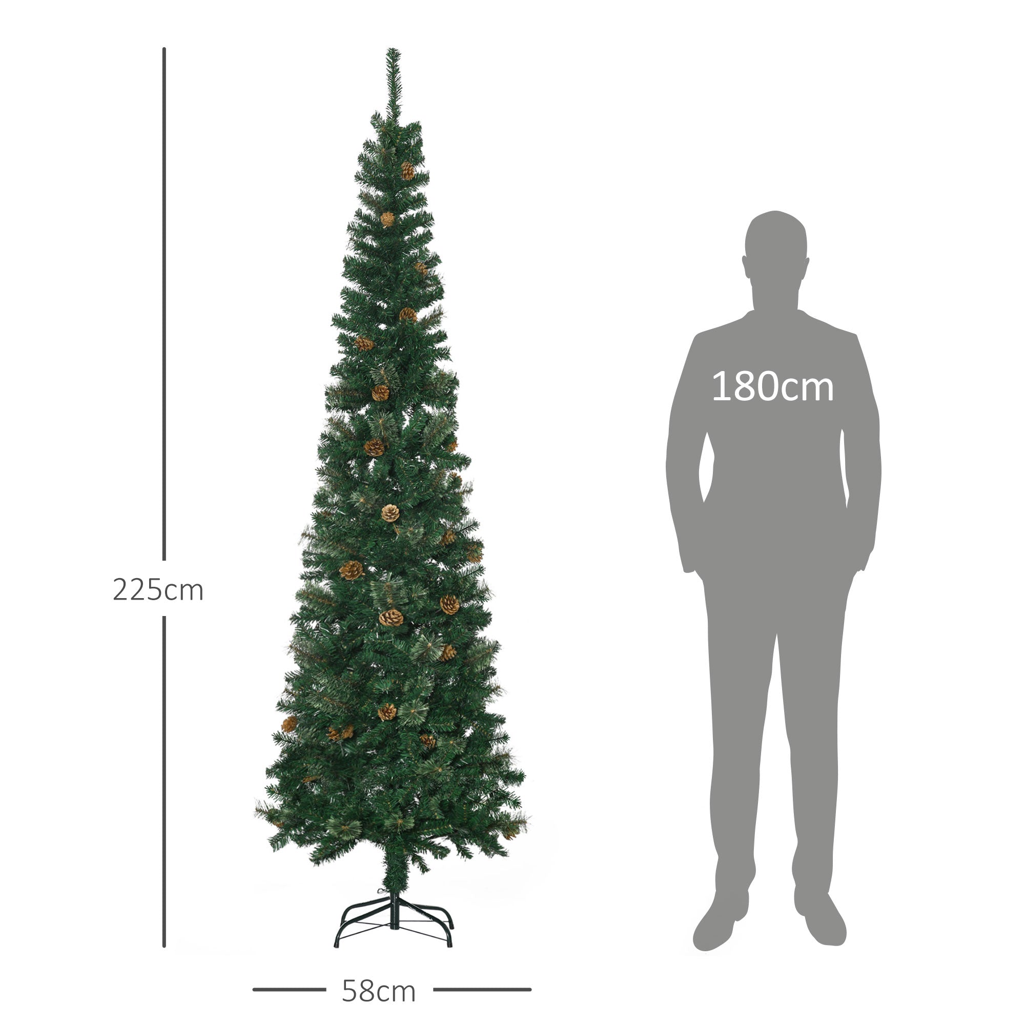 Árvore de Natal Artificial 225 cm Verde Ø58x225 cm