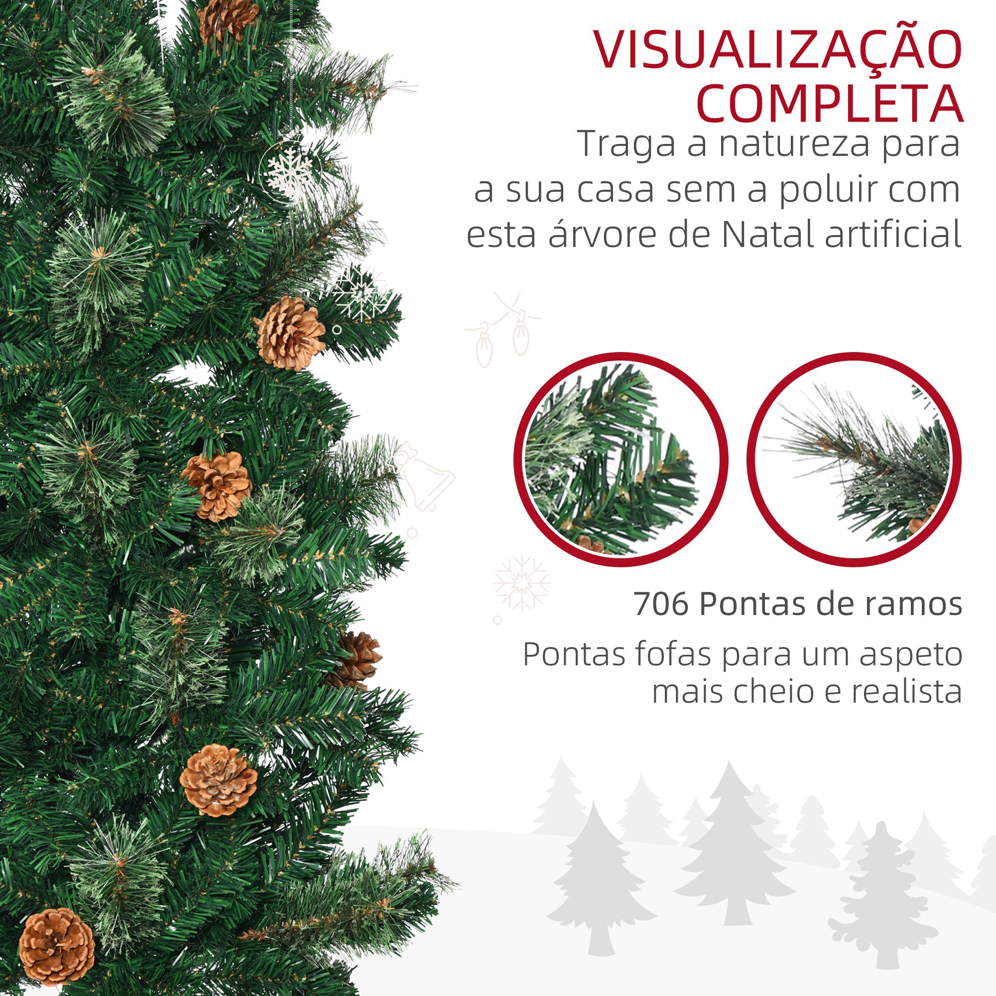 Árvore de Natal Artificial 225 cm Verde Ø58x225 cm