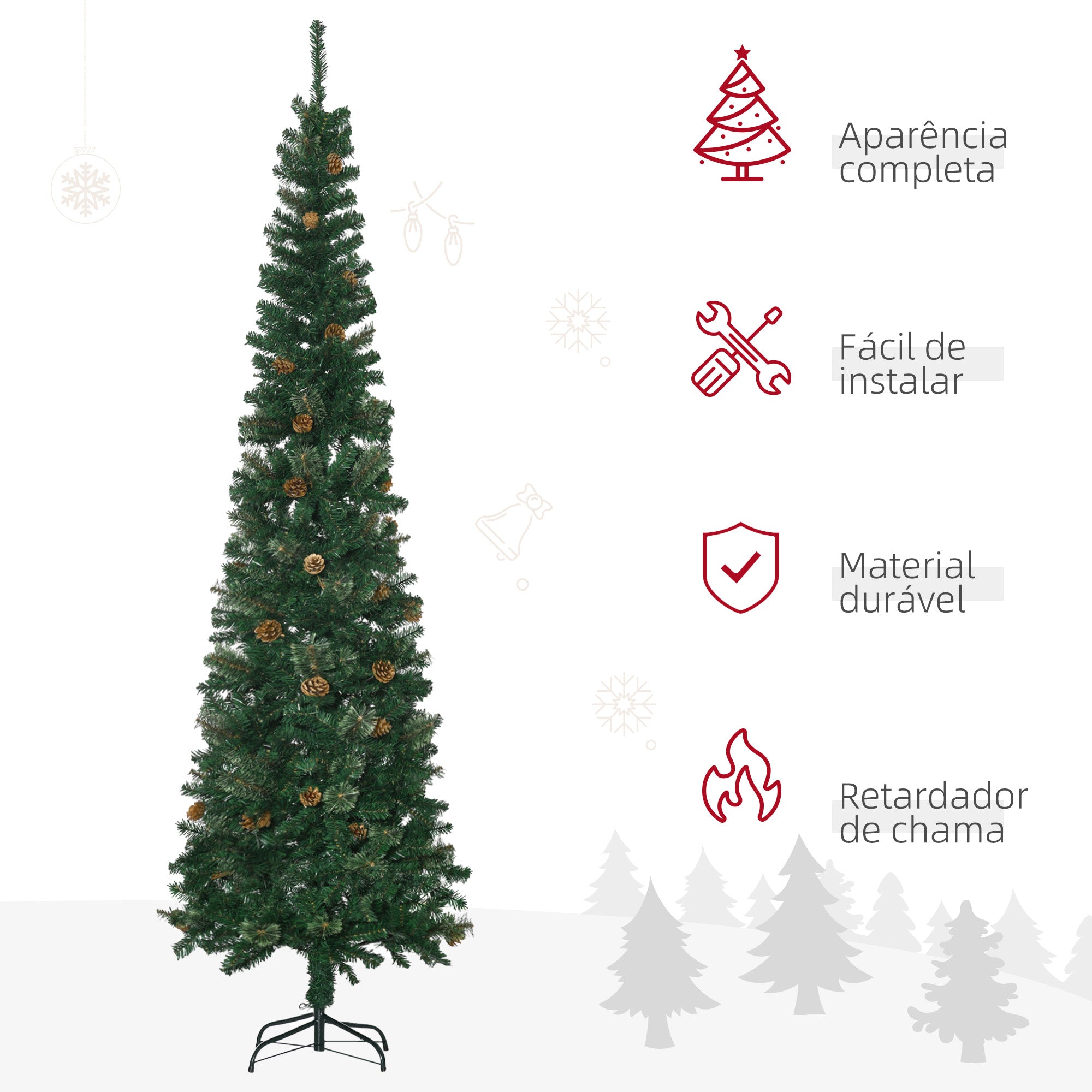 Árvore de Natal Artificial 225 cm Verde Ø58x225 cm