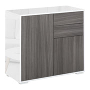 Aparador Auxiliar Cinza 79x36x74cm com 2 Portas, 2 Gavetas e Prateleira Ajustável