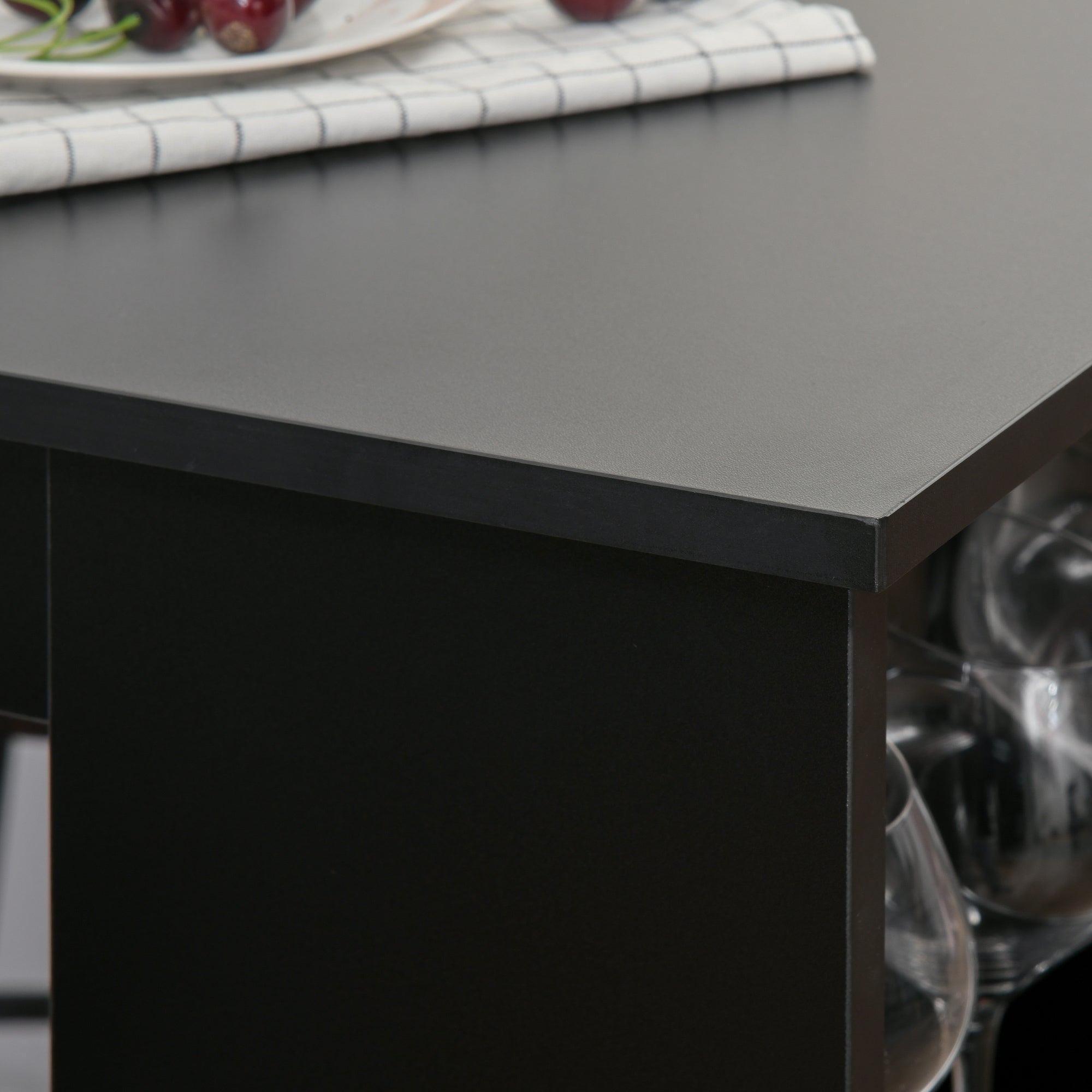 Mesa de Bar de Bistrô com 3 Prateleiras - 112x57x106cm - Preto