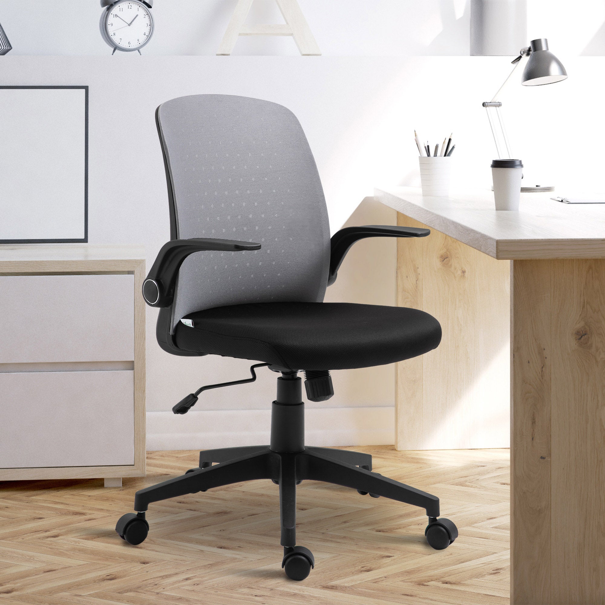 Cadeira de Escritório Ergonômica Transpirável 57x61x102cm Cinza