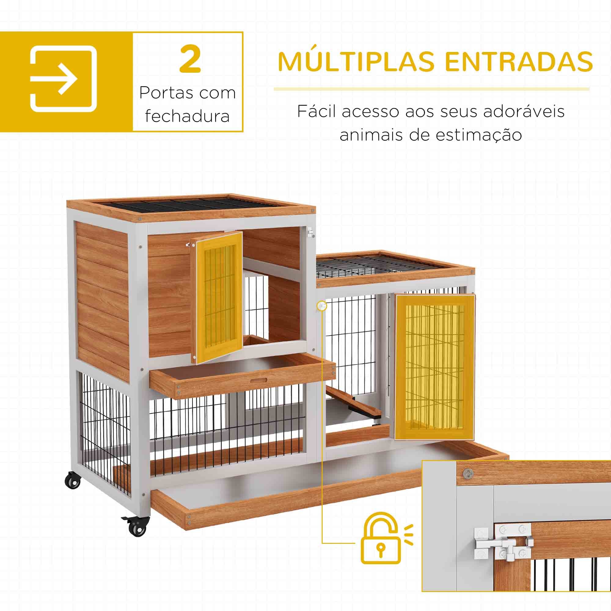 Coelheira de Madeira Interior – 110x50x88 cm – Branco – Madeira de abeto e metal