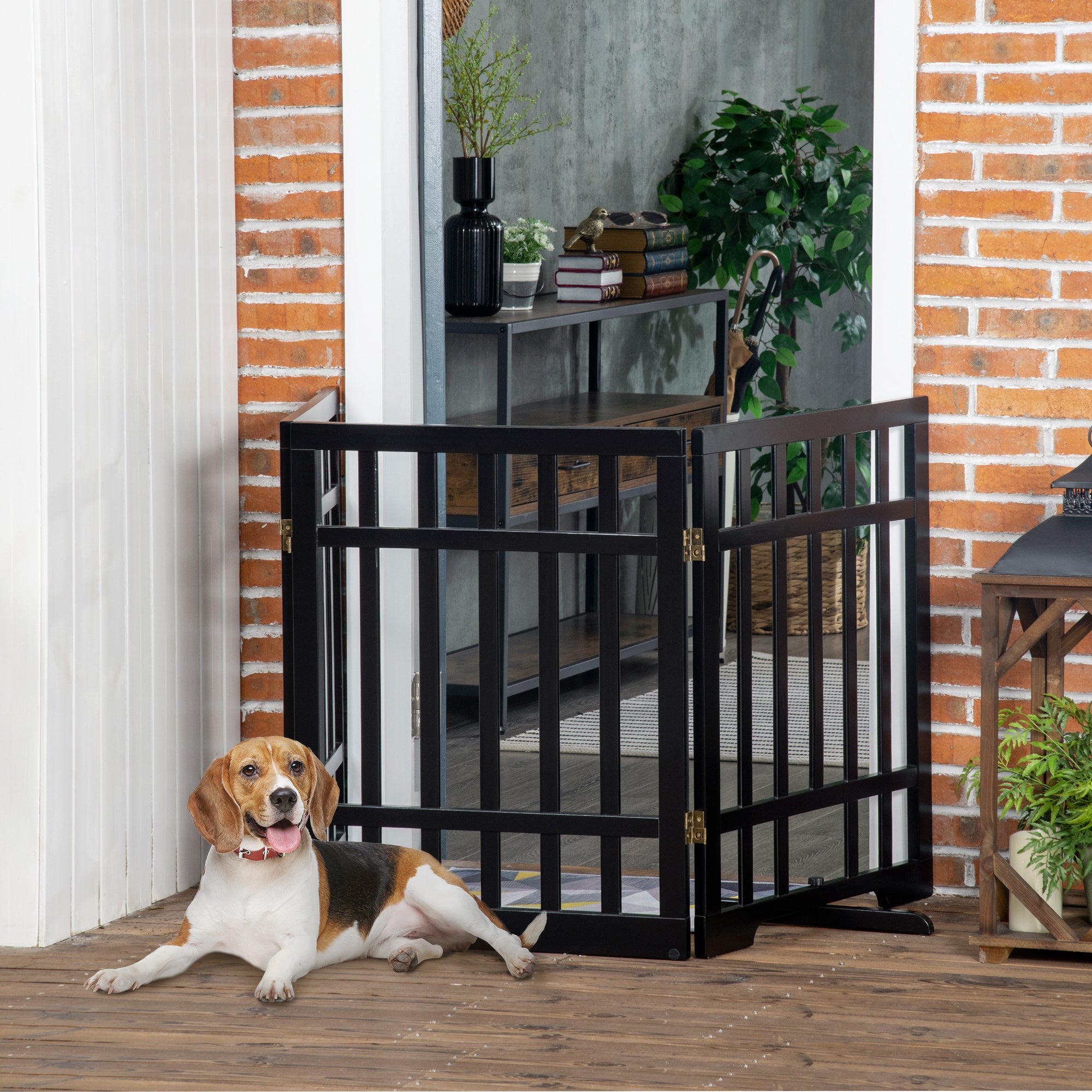 Barreira de Segurança Dobrável para Cães 181x35x76cm - Cor Preto