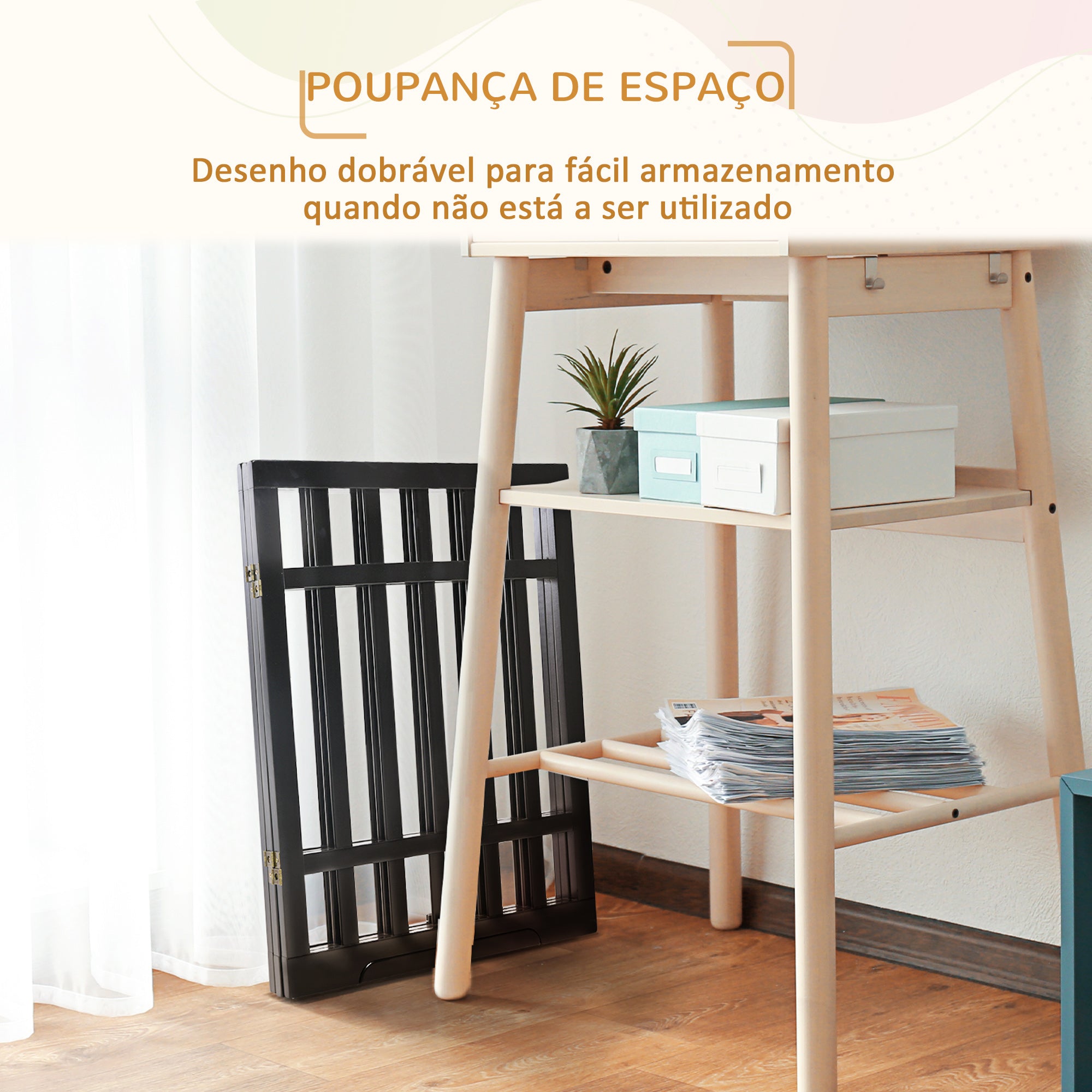 Barreira de Segurança Dobrável para Cães 181x35x76cm - Cor Preto