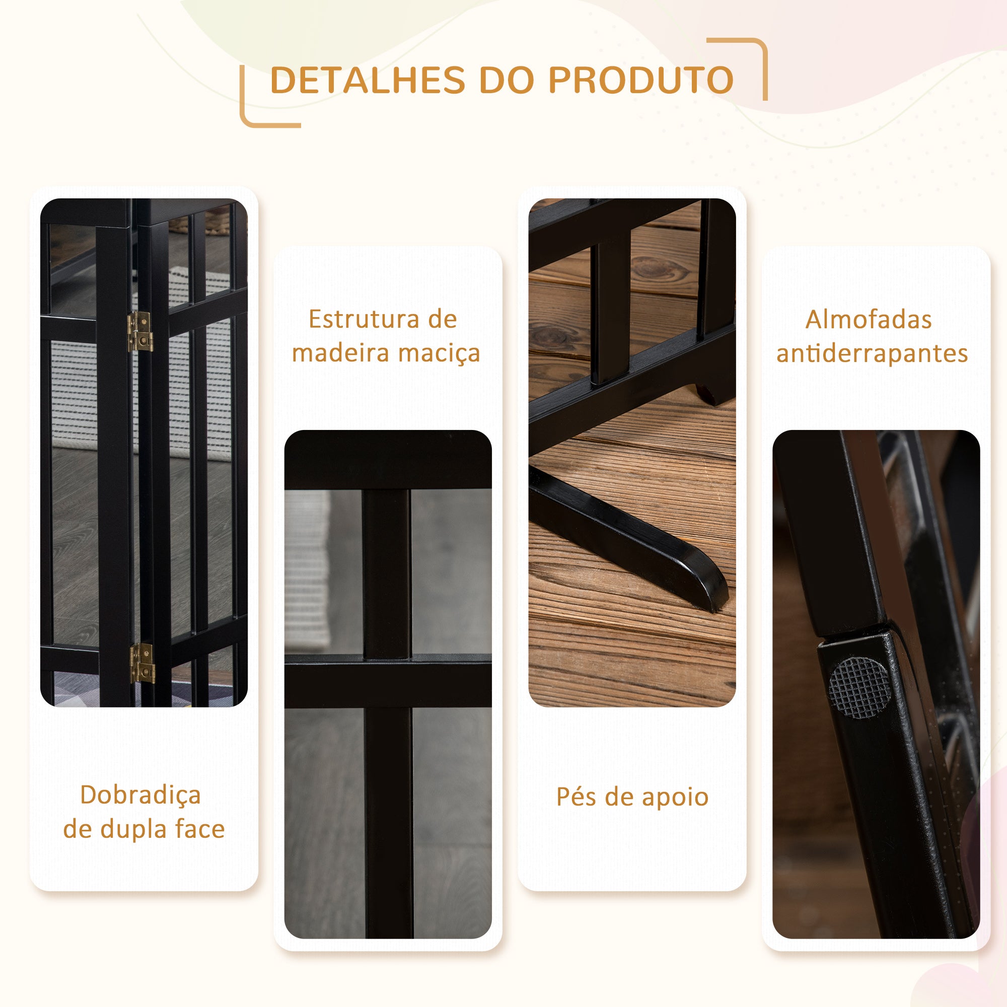 Barreira de Segurança Dobrável para Cães 181x35x76cm - Cor Preto