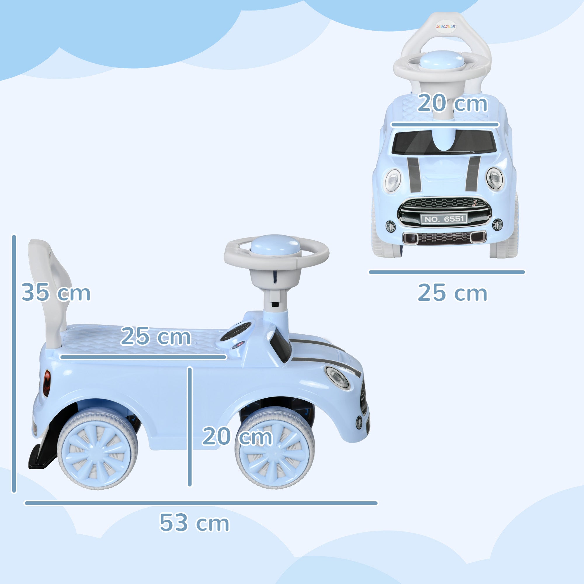 Carro Andador para Bebés Azul Claro 53x25x35 cm
