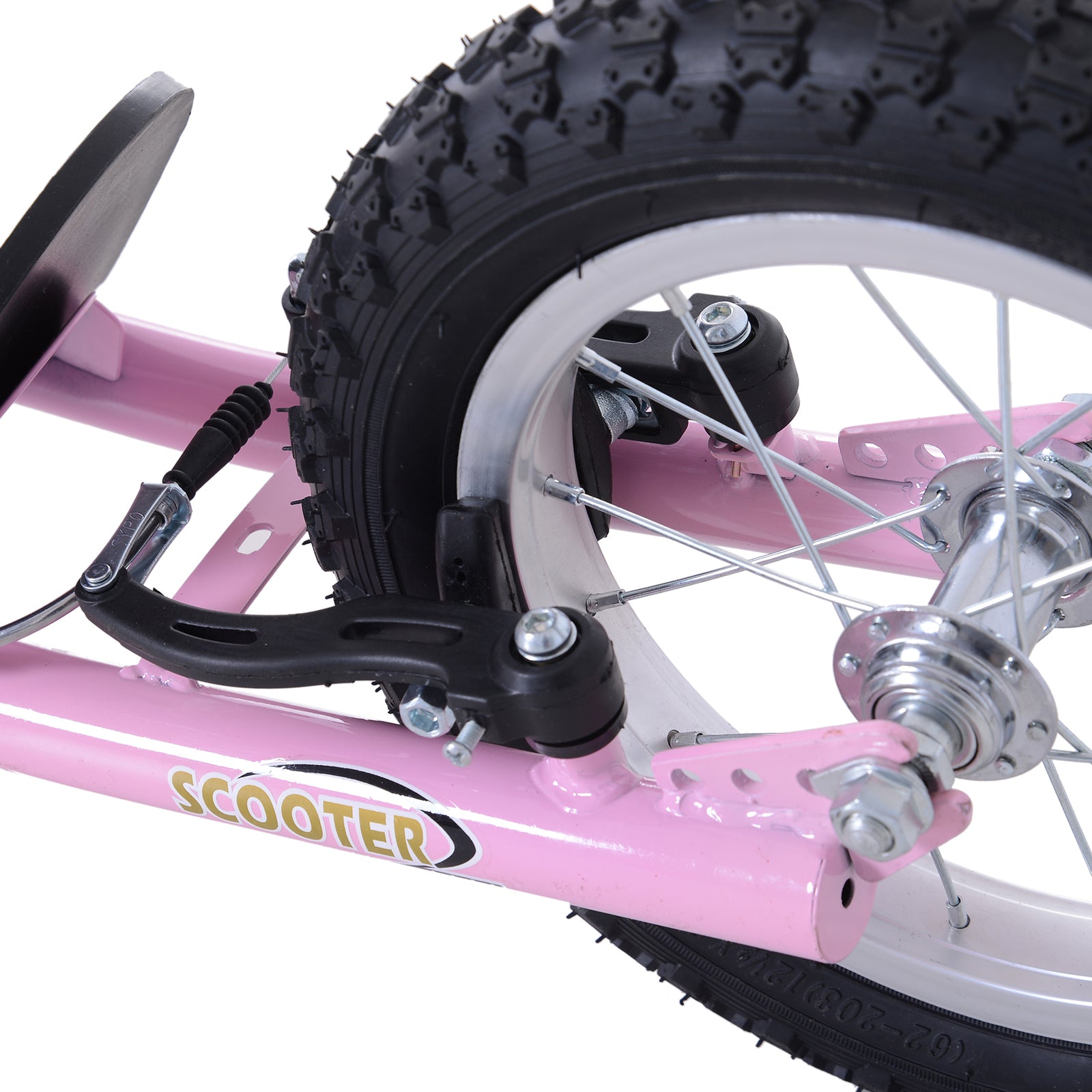 Trotinete para Crianças acima de 5 anos com 2 Rodas Grandes e Duplo Freio - 125x58x100 cm - Rosa
