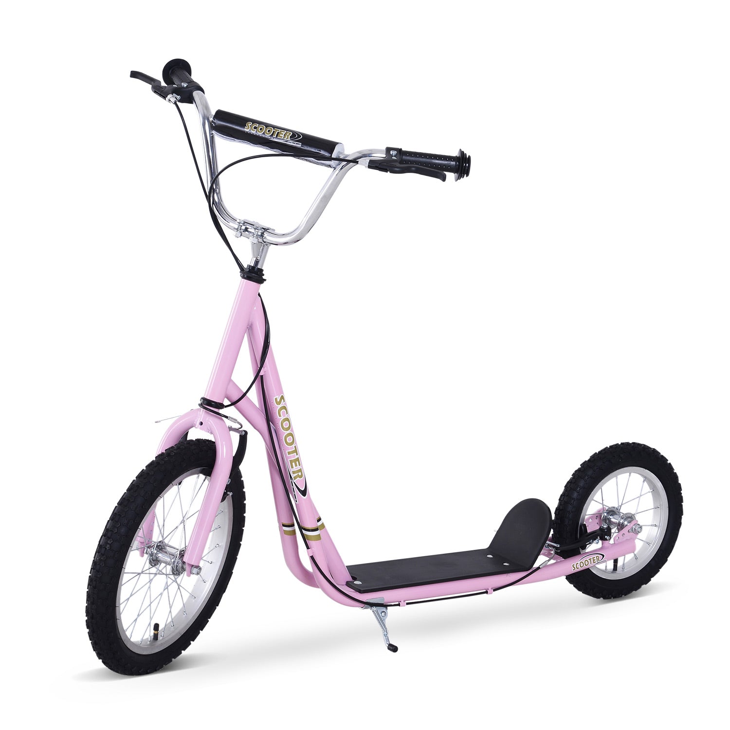 Trotinete para Crianças acima de 5 anos com 2 Rodas Grandes e Duplo Freio - 125x58x100 cm - Rosa