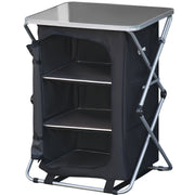 Armário de Cozinha de Acampamento Dobrável 65x58x93 cm Preto