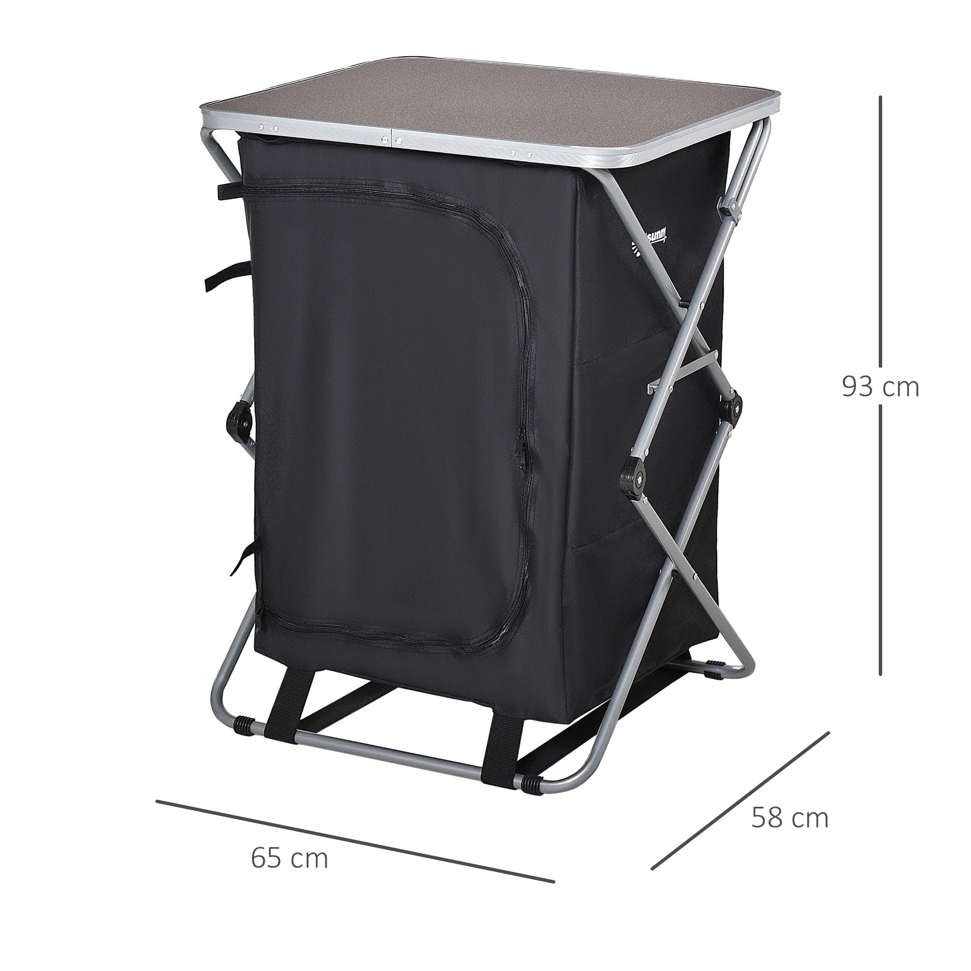 Armário de Cozinha de Acampamento Dobrável 65x58x93 cm Preto
