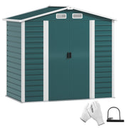 Abrigo de Jardim Exterior Verde Escuro 213x120x166/194 cm