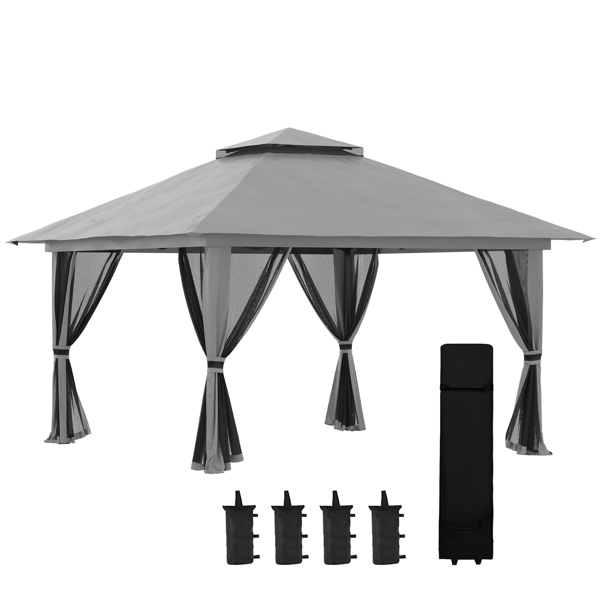 Tenda Dobrável Pop-UP 392x392x283 cm Cinzento