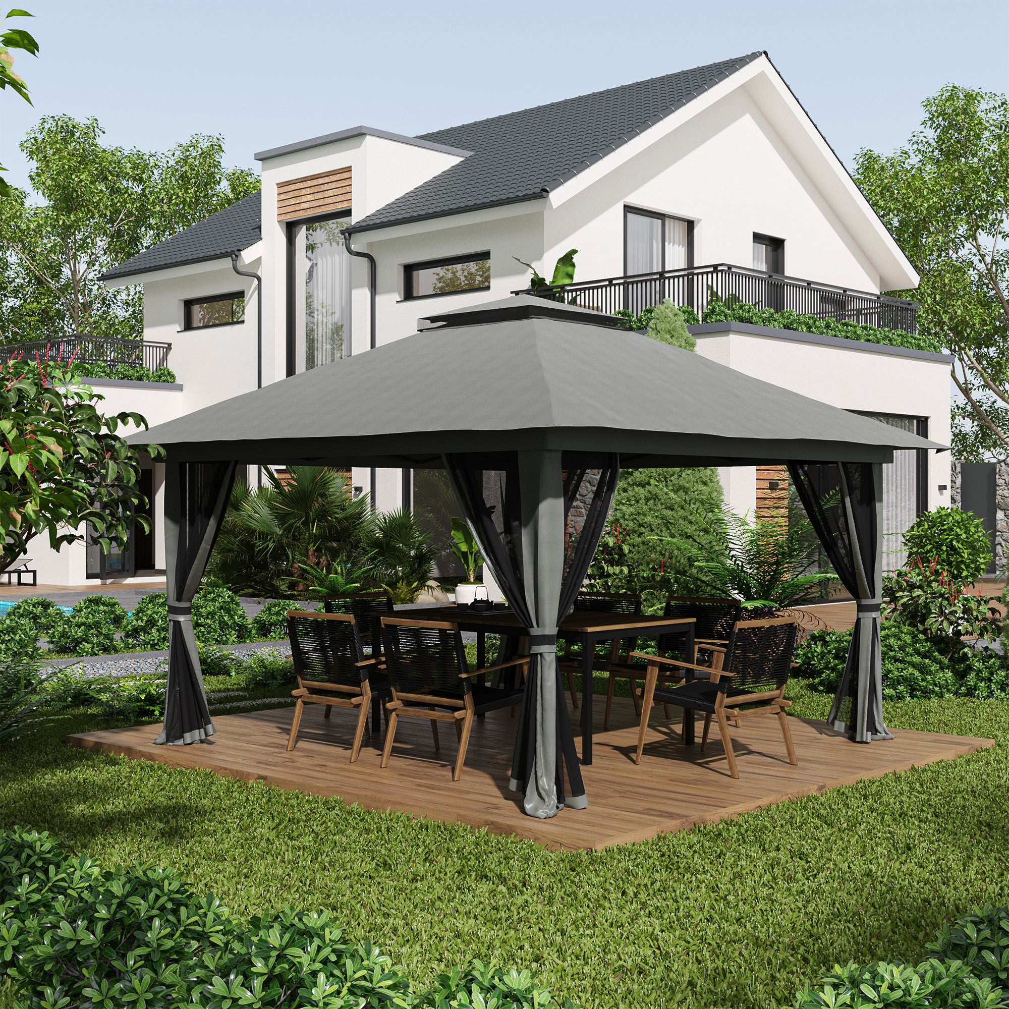Tenda Dobrável Pop-UP 392x392x283 cm Cinzento