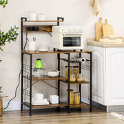 Estante de Cozinha – 90x42x130 cm – Marrom rústico – Melamina e aço