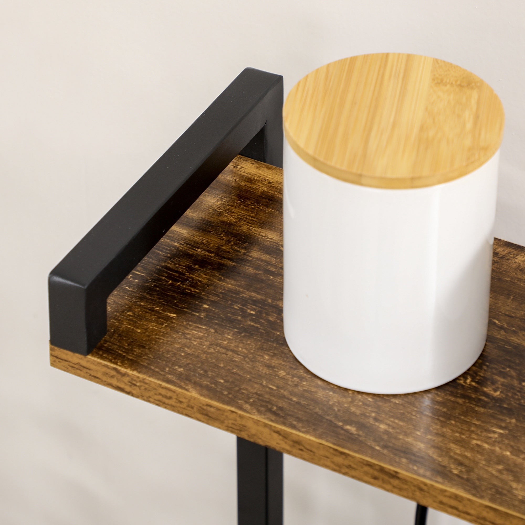 Estante de Cozinha – 90x42x130 cm – Marrom rústico – Melamina e aço
