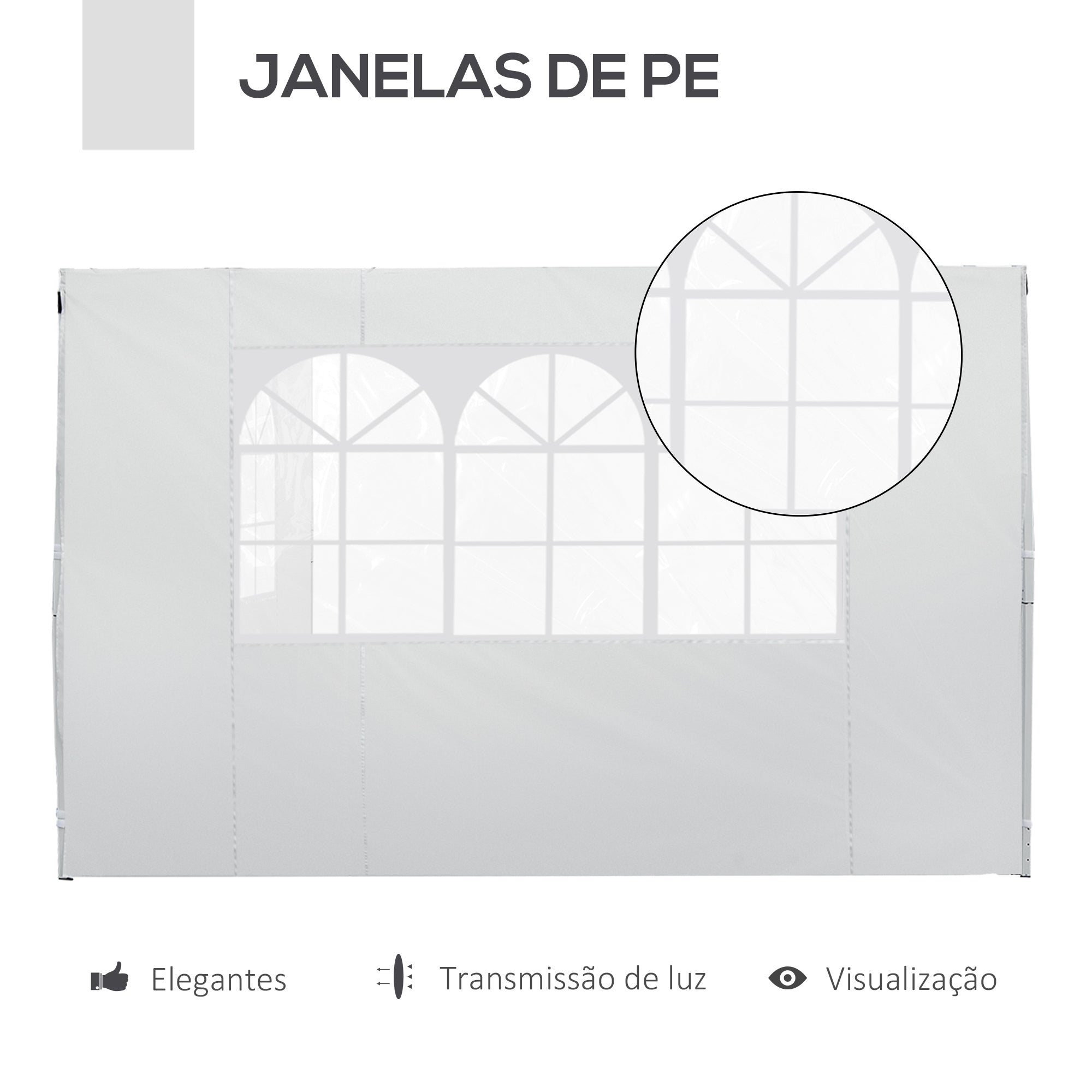 Paredes Laterais para Tenda 300x200 cm Branco
