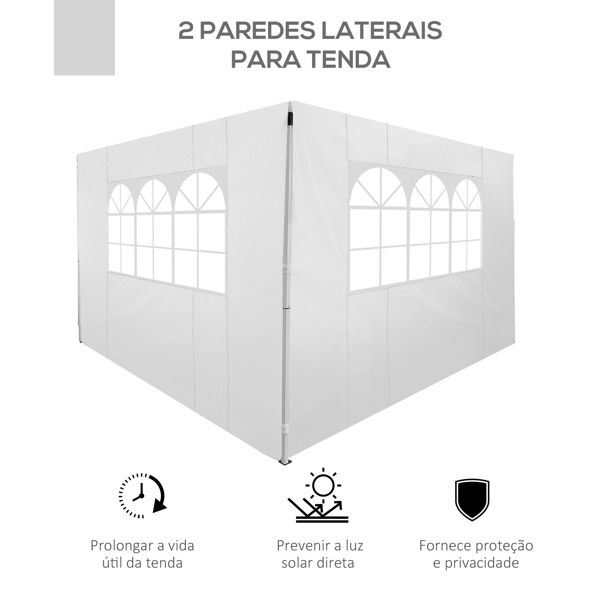 Paredes Laterais para Tenda 300x200 cm Branco