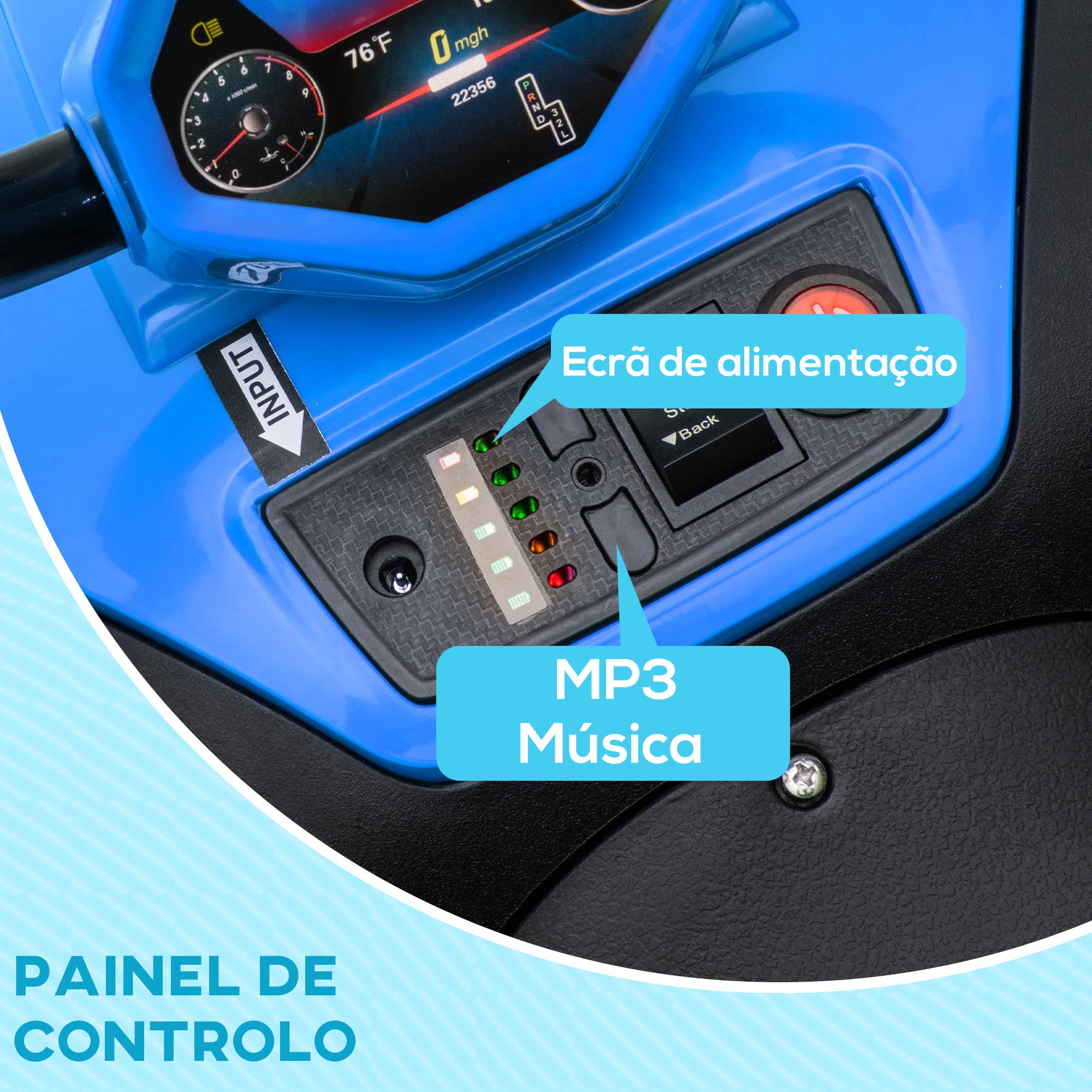 Quadriciclo Elétrico para Crianças 85x55,5x62 cm Azul