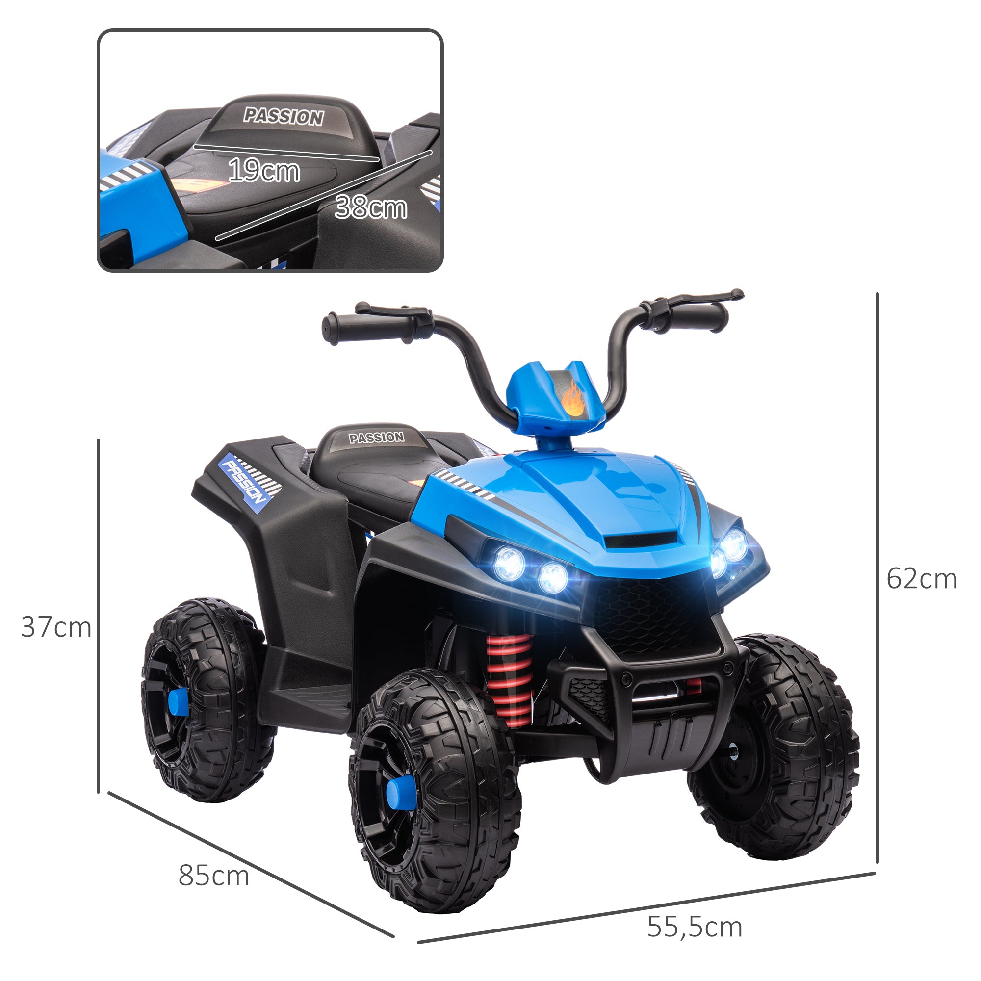 Quadriciclo Elétrico para Crianças 85x55,5x62 cm Azul