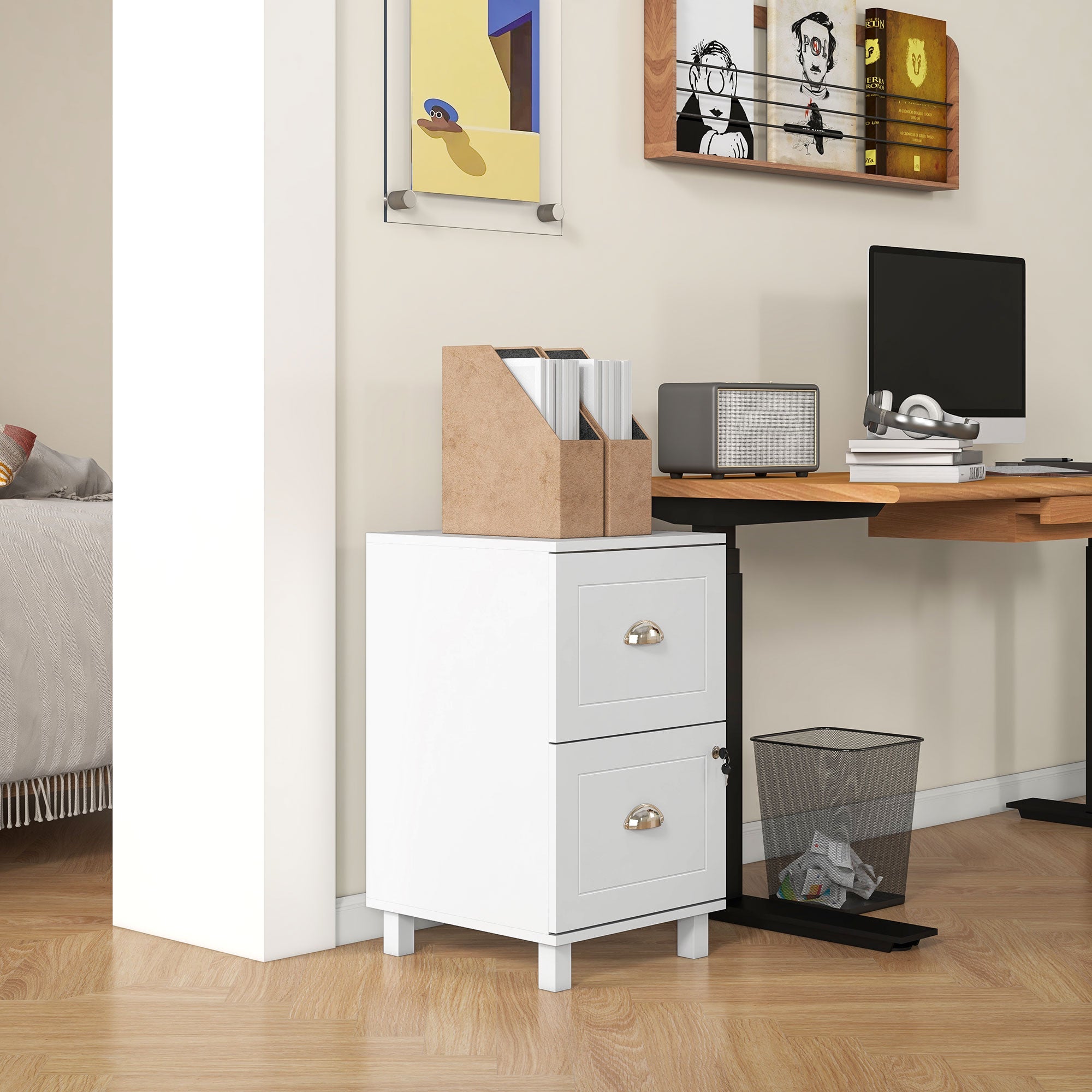 Bloco de Gavetas para Escritório com Fechadura 40x41,5x67,5 cm - Branco