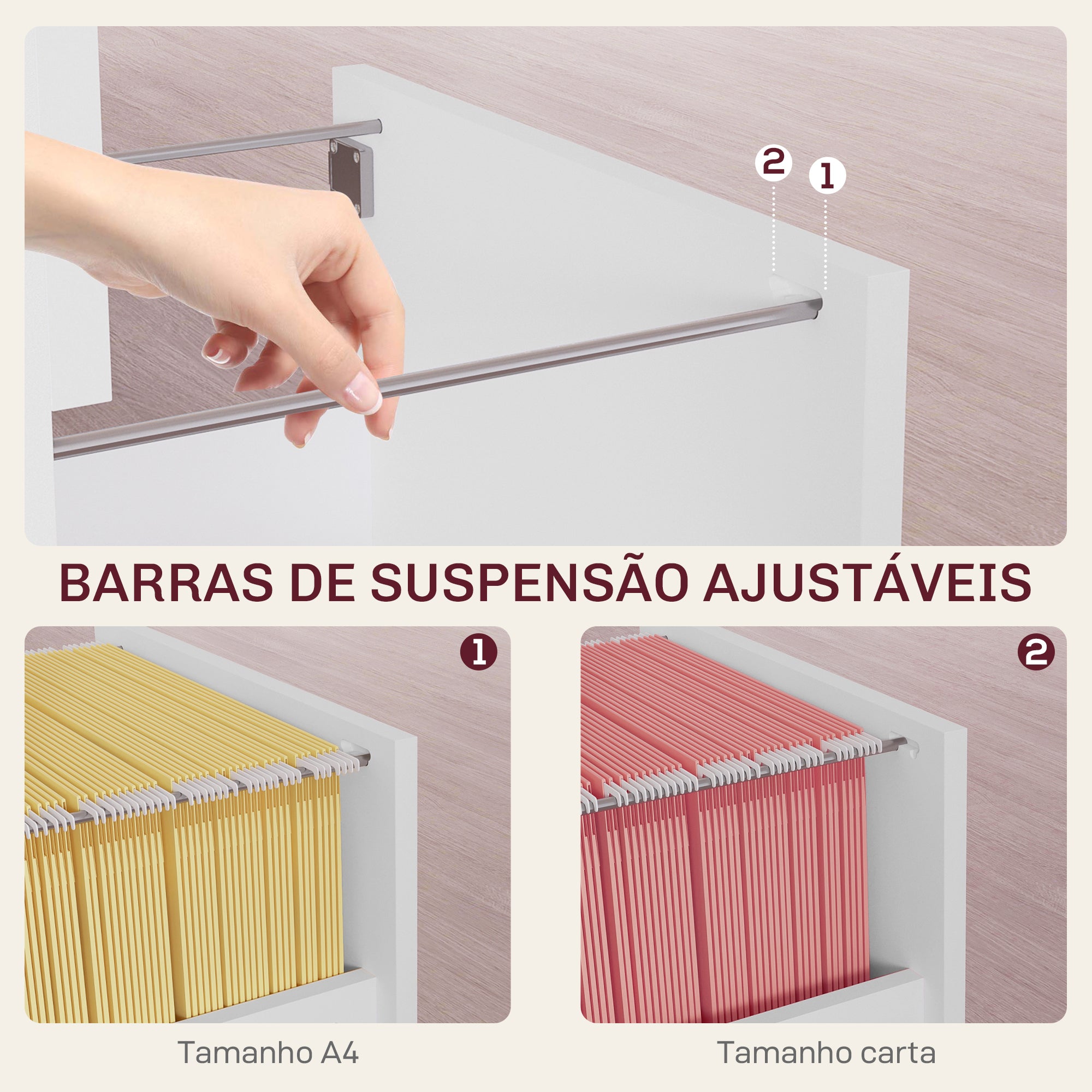 Bloco de Gavetas para Escritório com Fechadura 40x41,5x67,5 cm - Branco
