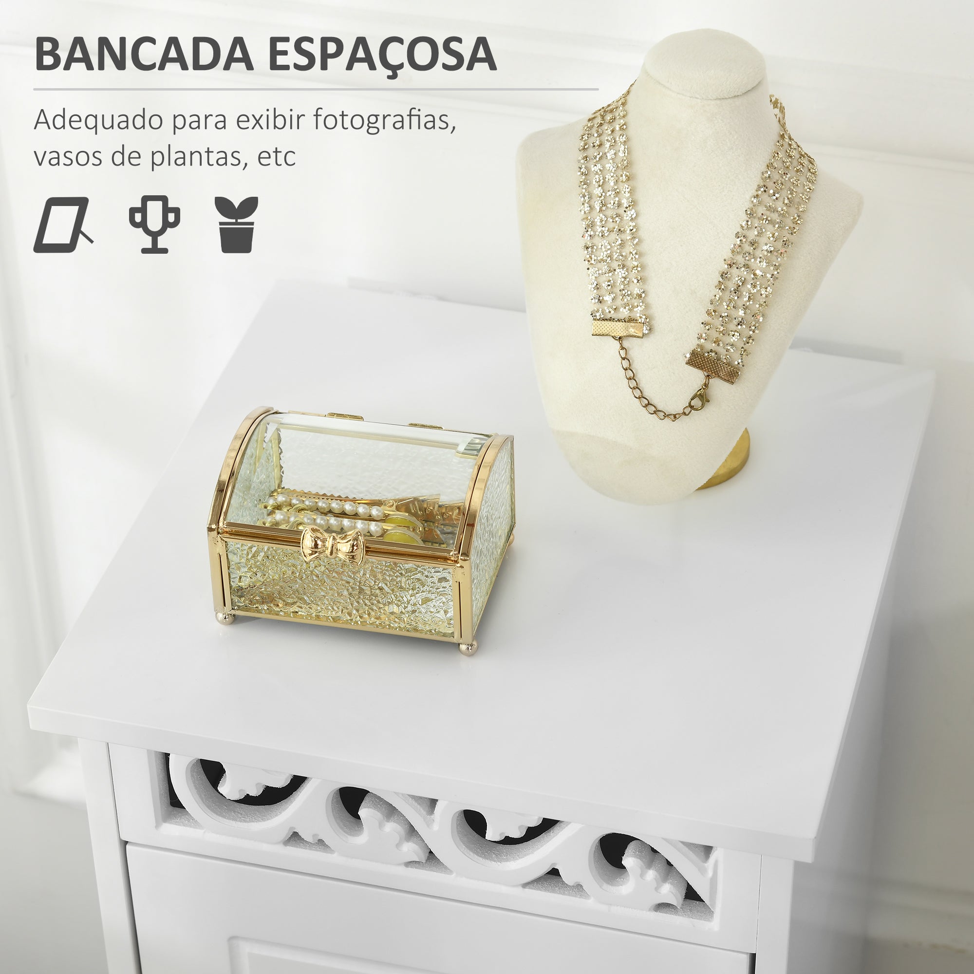 Armário Auxiliar Casa de Banho 3 Gavetas 29,8x29,8x68,5 cm Branco