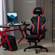 Cadeira de Gaming Ergonômica com Apoio para os Pés Retrátil - 65x65x129cm - Preto e Vermelho