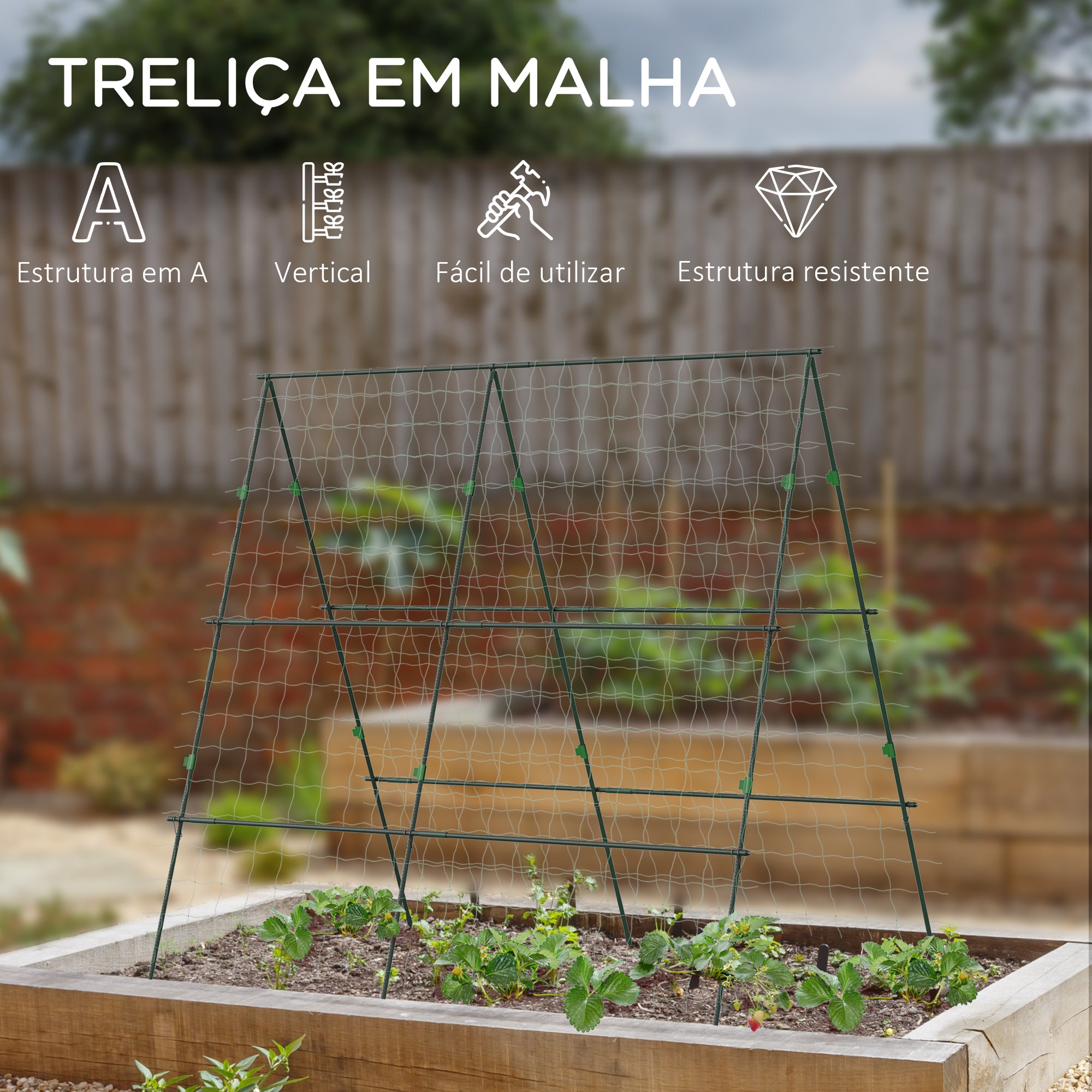 Treliça de Jardim Triangular Verde 180x100x180 cm - Suporte para Plantas Trepadeiras