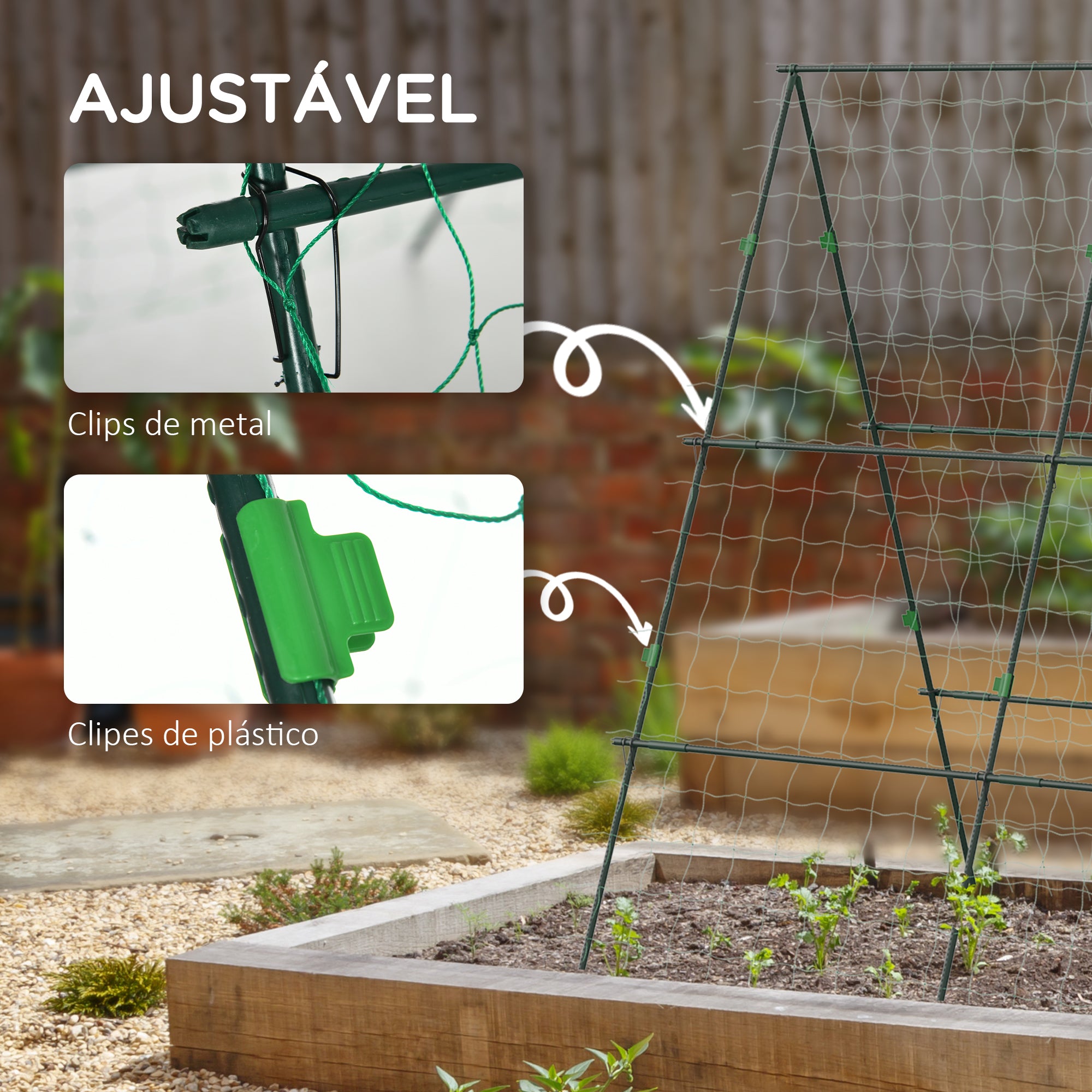 Treliça de Jardim Triangular Verde 180x100x180 cm - Suporte para Plantas Trepadeiras