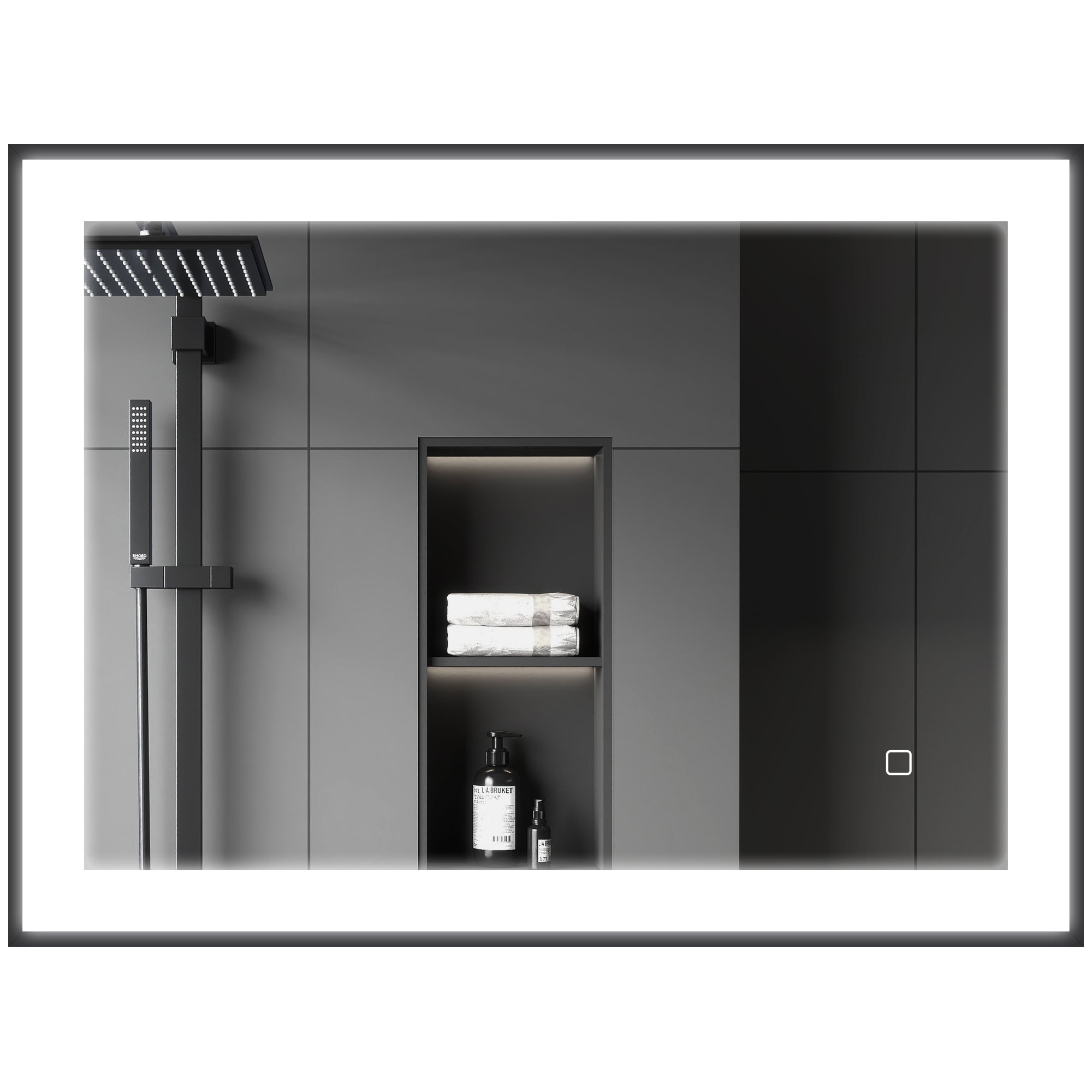 Espelho Casa de Banho LED 80x60 cm Preto