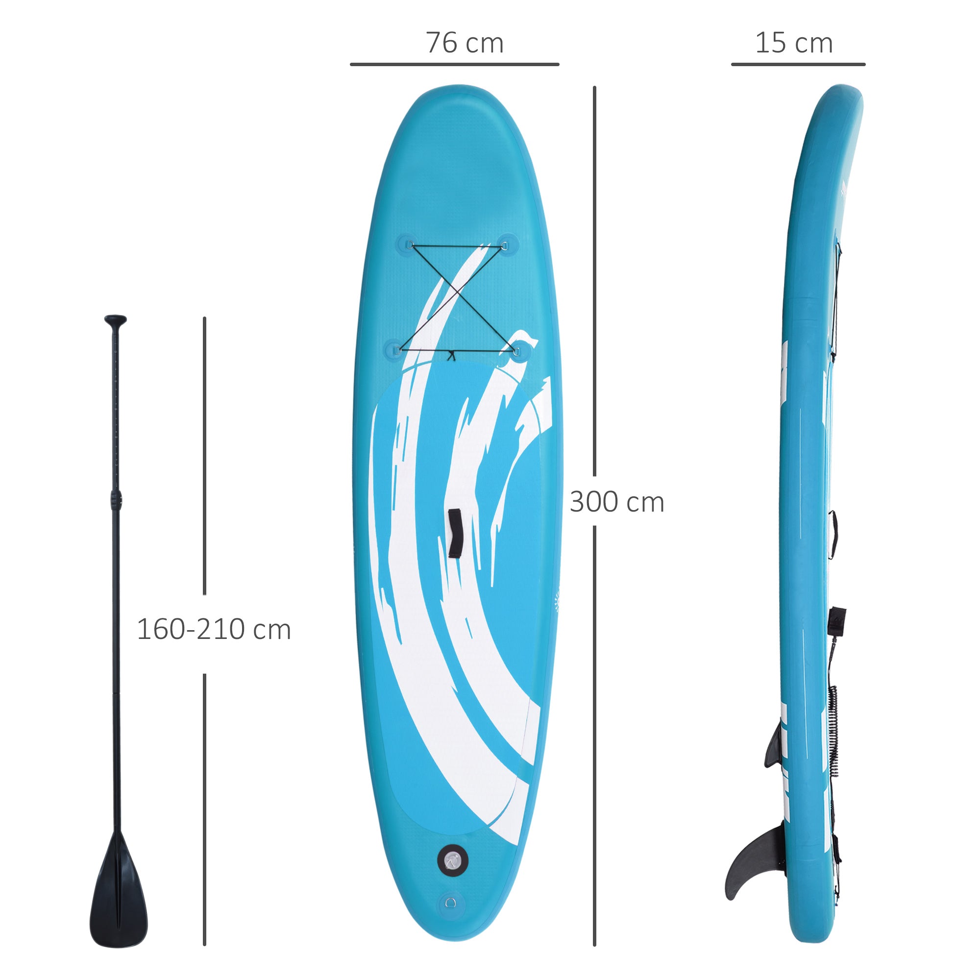 Prancha de Paddle Surf Insuflável – 300x76x15cm – Azul – PVC e EVA